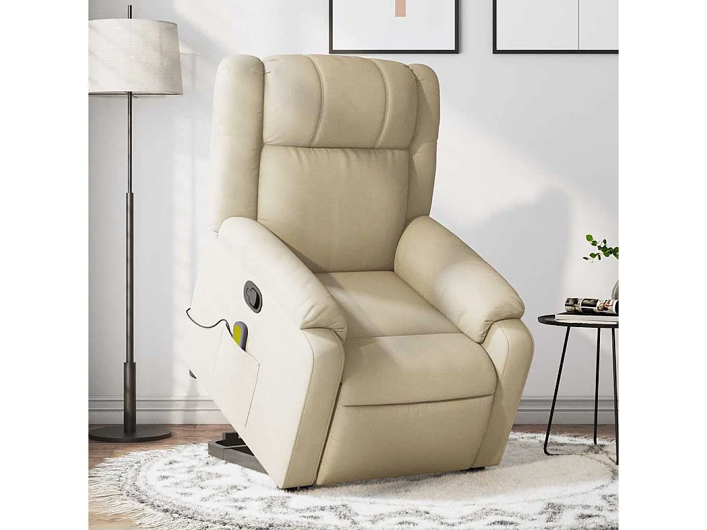 Fauteuil inclinable-Chaise de relax-Fauteuil de Massage Crème Tissu SHL1310