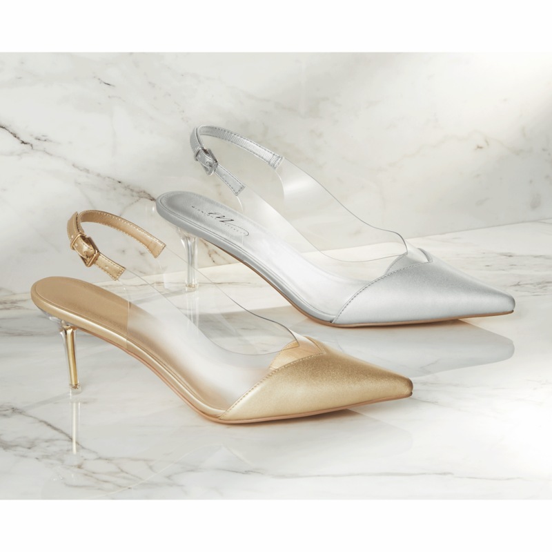 Metallic And Vinyl Slingback for Women with Memory Foam and 2.75