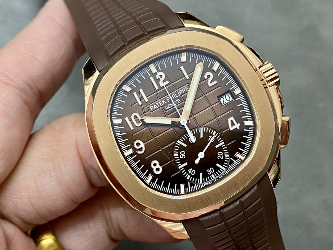 Fake Patek Philippe Replica Watch Aquanaut Chronograph Rose Gold Brown Dial 5968R-001 GRF(1:1 replica) - Elite Watch Atelier