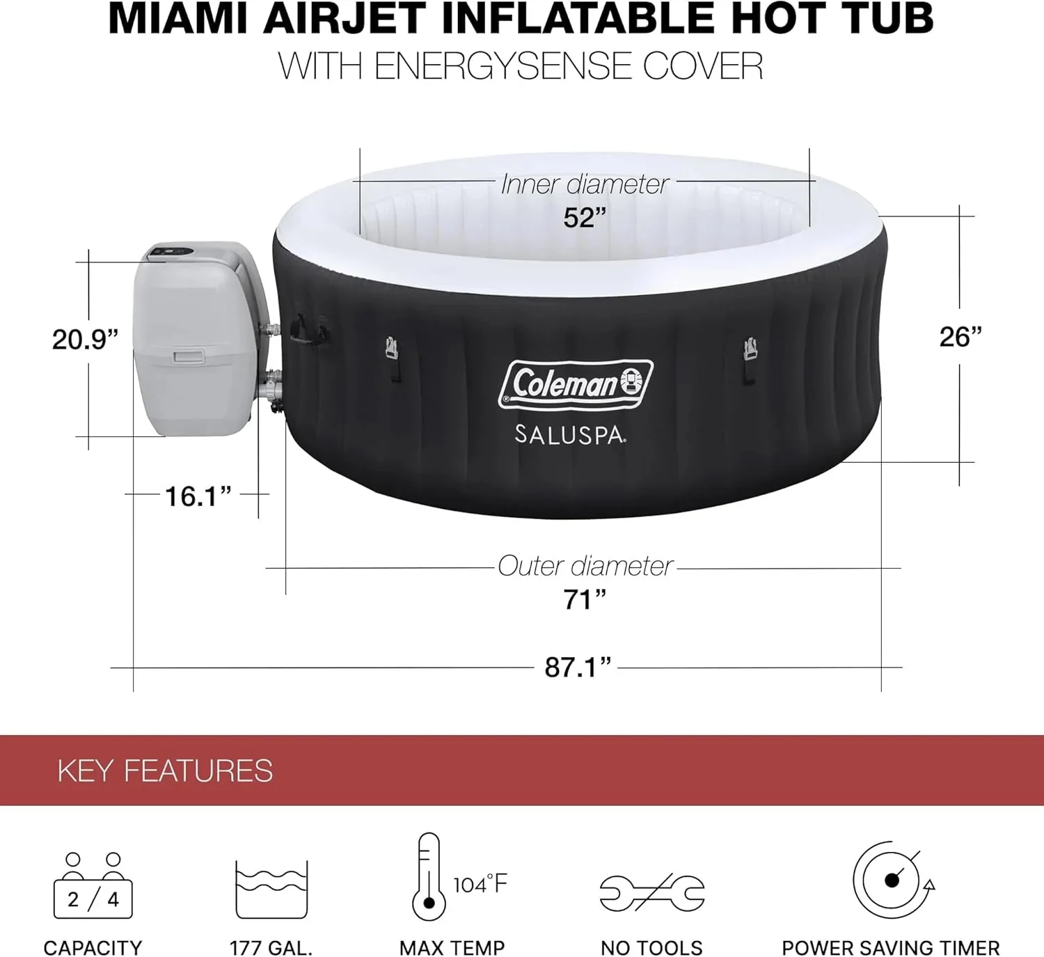2-4 Person Inflatable Hot Tub With 120 Air Jets And Insulated Cover - Image 28 2-4 Person Inflatable Hot Tub With 120 Air Jets And Insulated Cover - Image 28