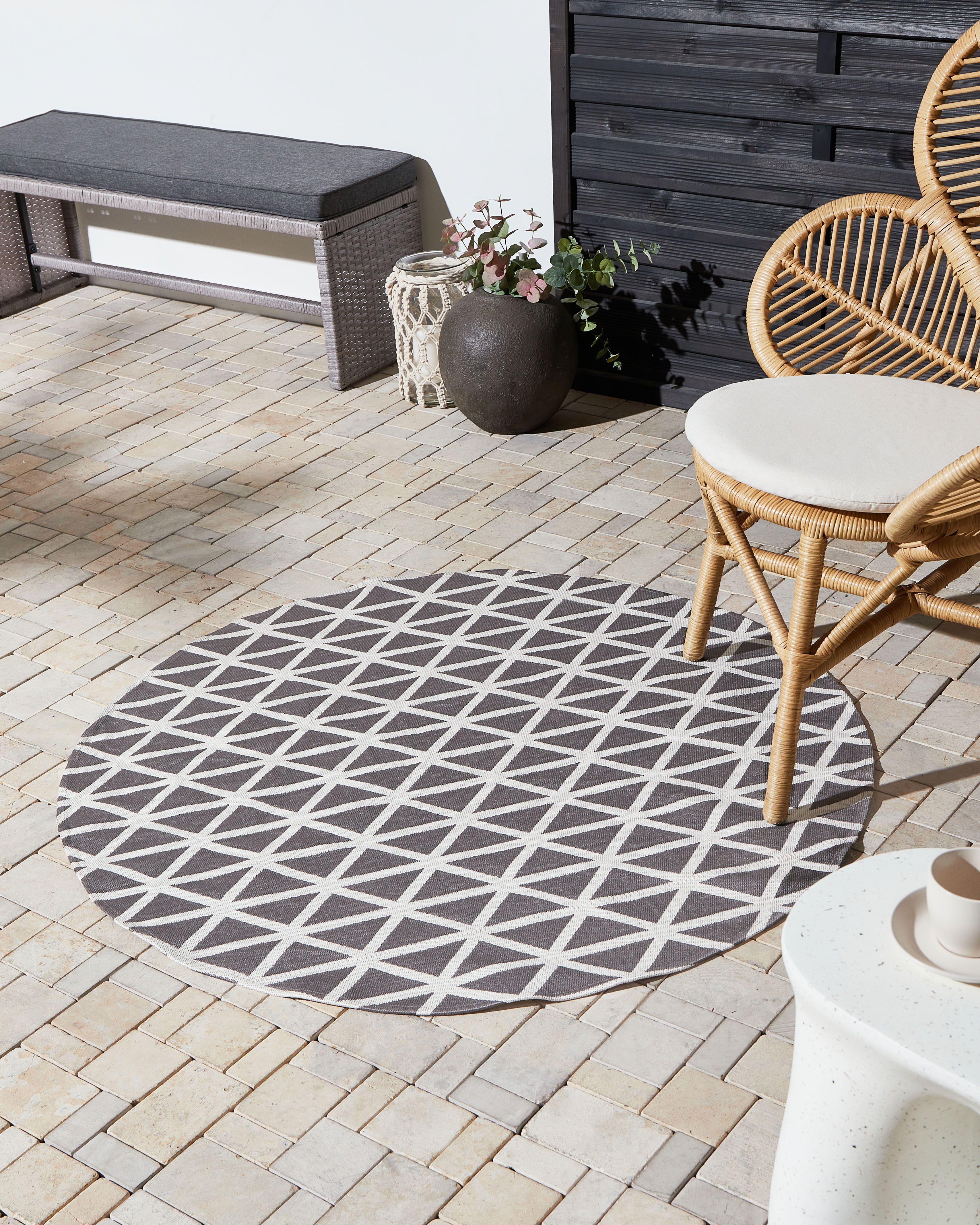 Outdoor Rug PANAJI Grey ø 120 cm
