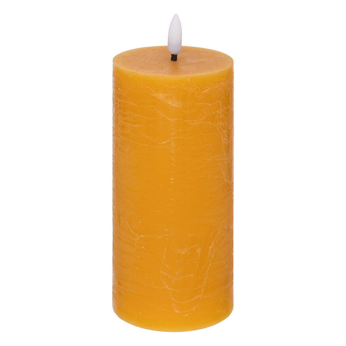 "Molia" round LED candle Yellow, H.18 cm