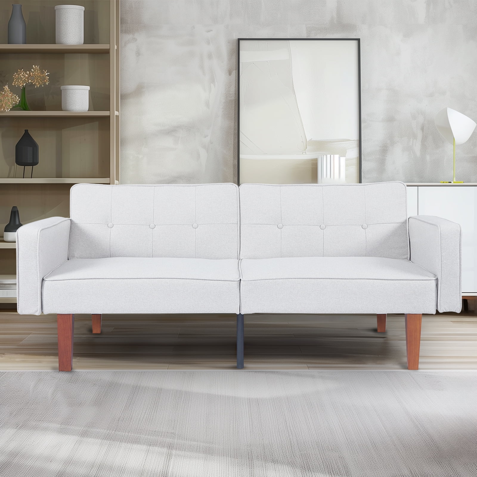 Sofa Bed, Convertible Memory Foam Futon Couch, Adjustable Sleeper Sofa Bed for Living Room, Gray - Image 2