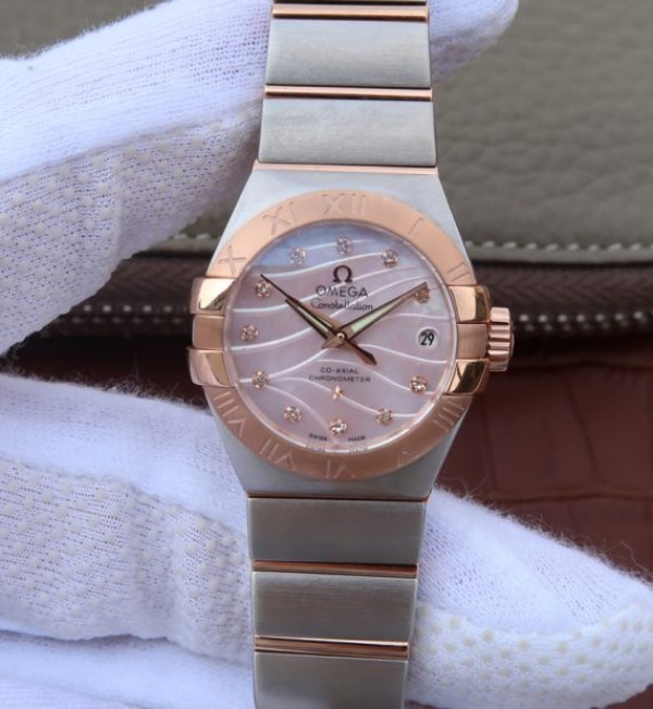 Replica Omega V6 Constellation 27mm RG Dial Diamonds Markers SS/RG Bracelet A8520 - Top club