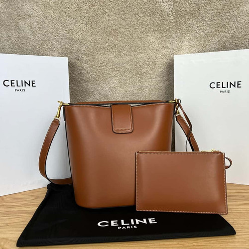 CELINE LOUISE medium size smooth cow leather handbag brown