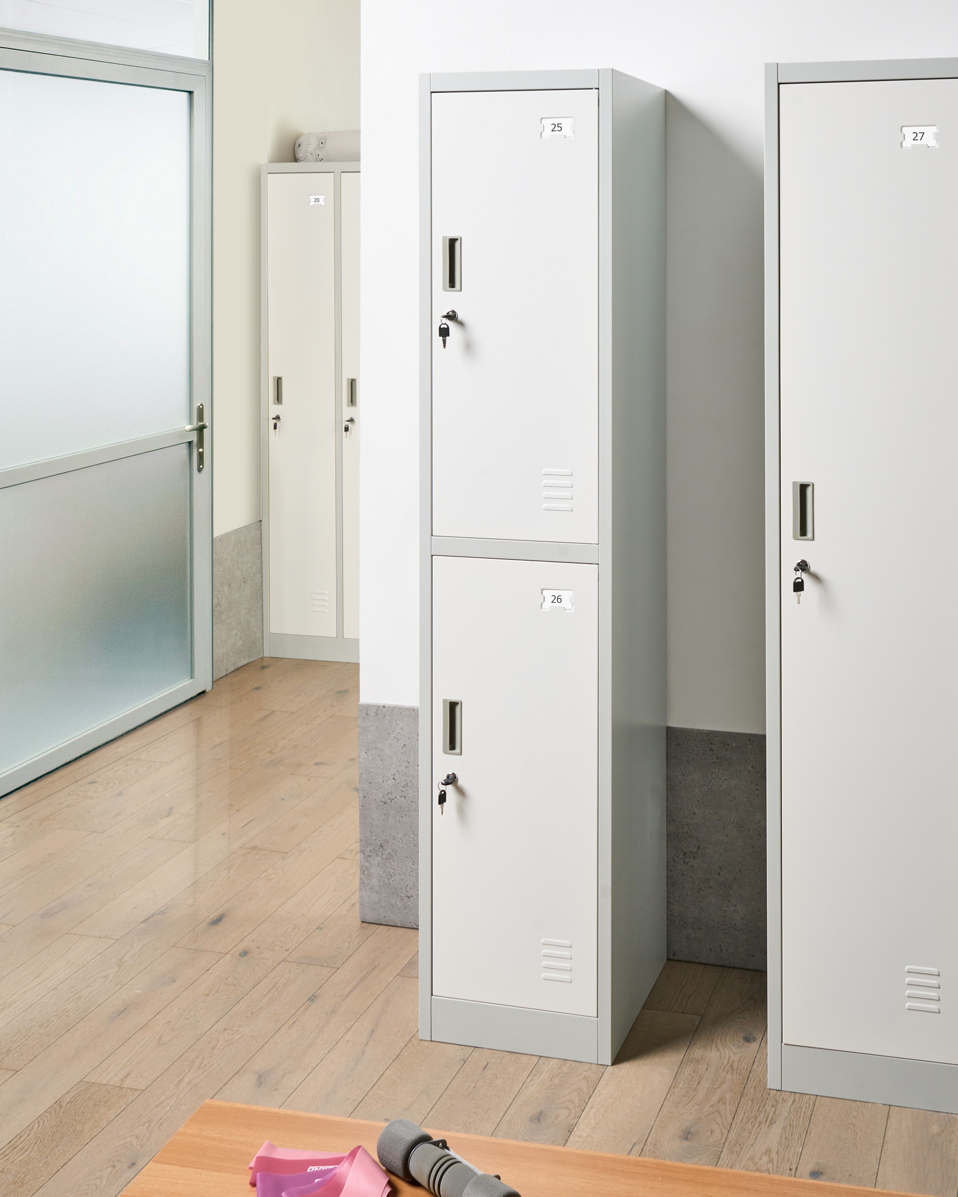 2-Tier Storage Locker ATHLETE Metal Grey/ White