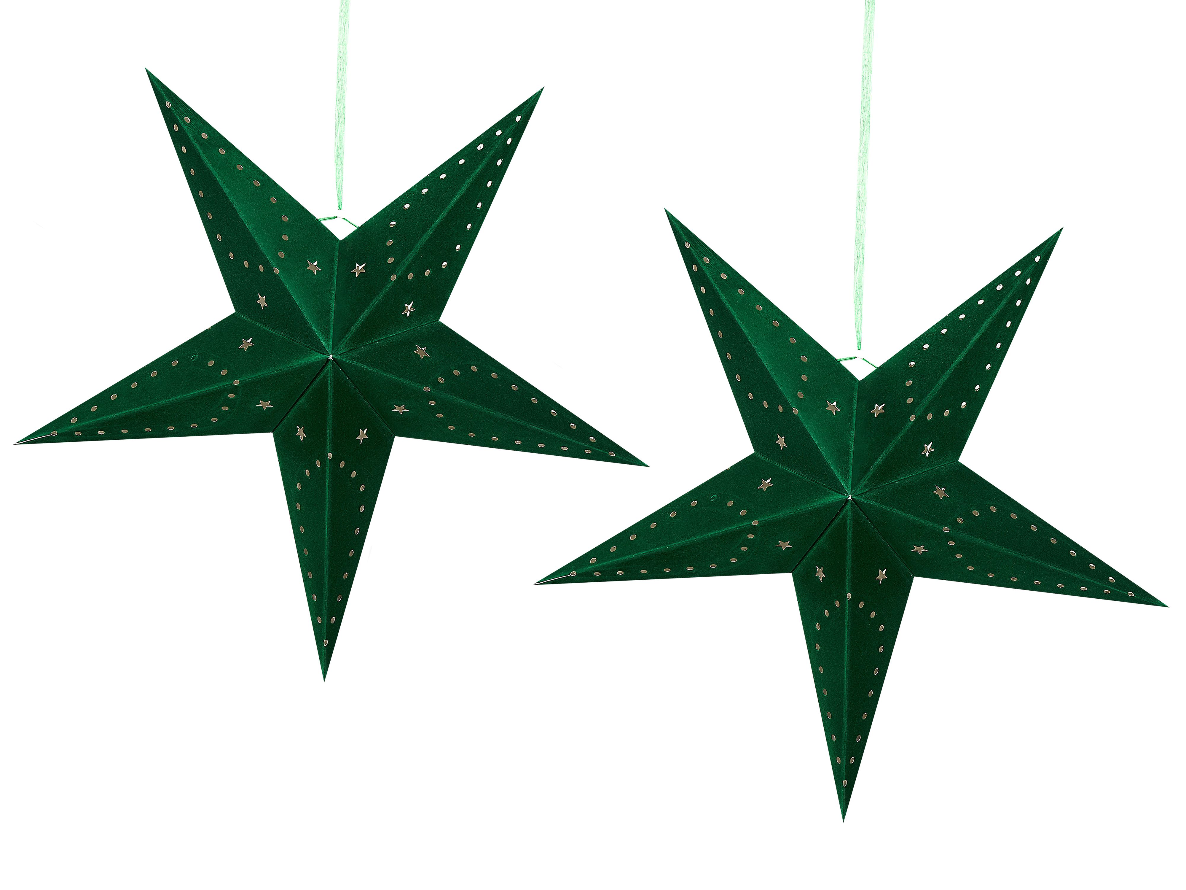 Set of 2 Hanging Decorations LED MOTTI Star 60 cm Emerald Green