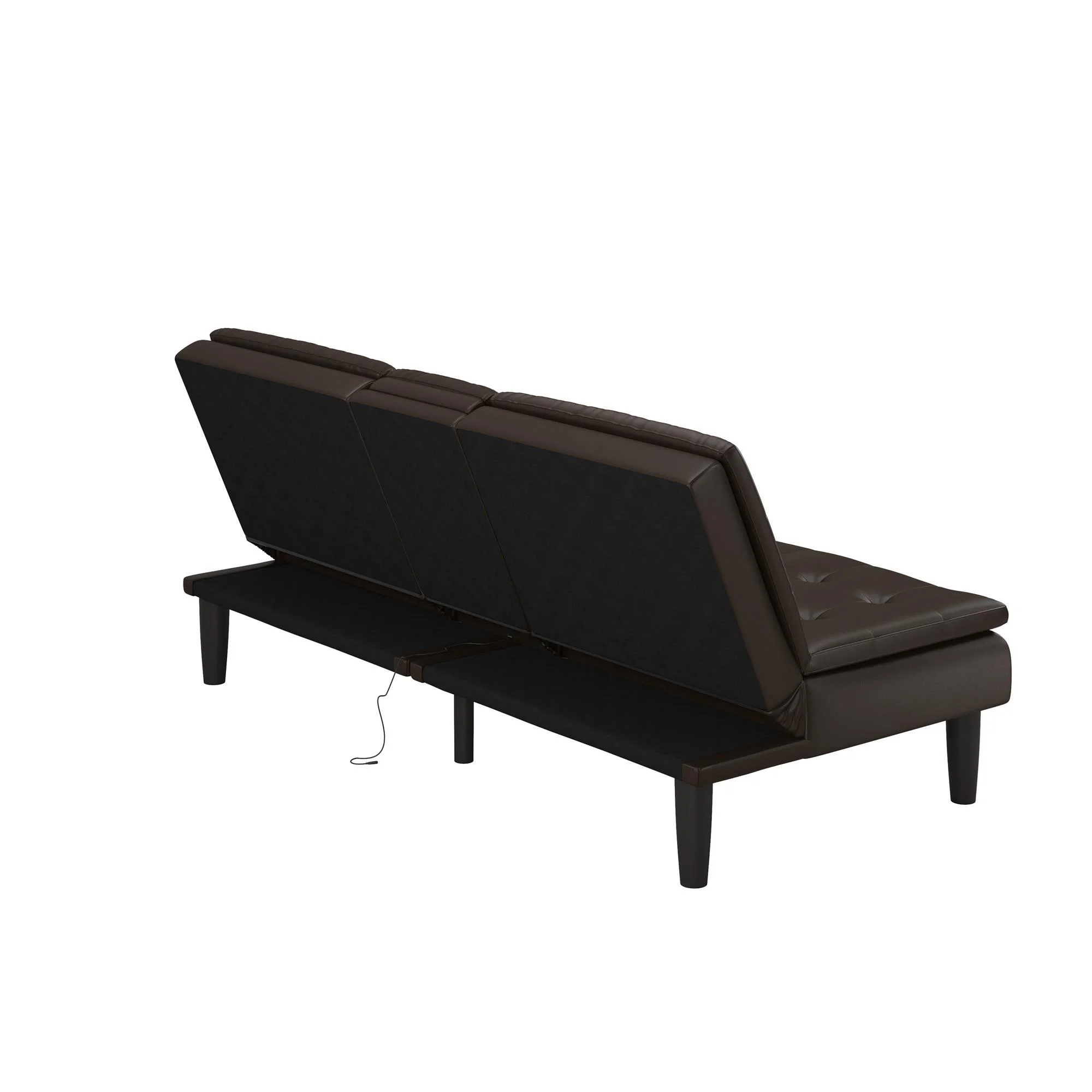 Mainstays Memory Foam 71.5" Futon with Cupholder and USB, Black Faux Leather - Image 74