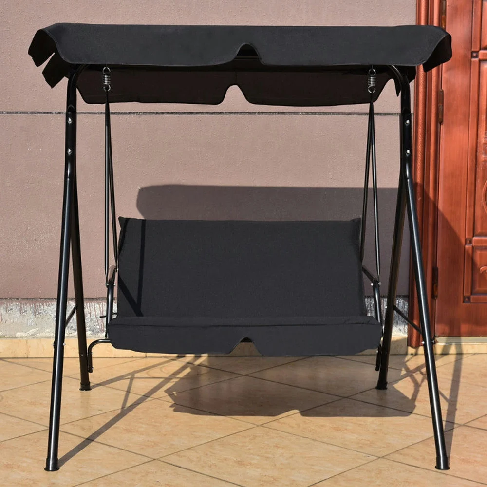 Kadyn Patio Swings for Porch,Comfortable Porch Swings,Loveseat Cushioned Patio Steel Frame Swing Glider -Black