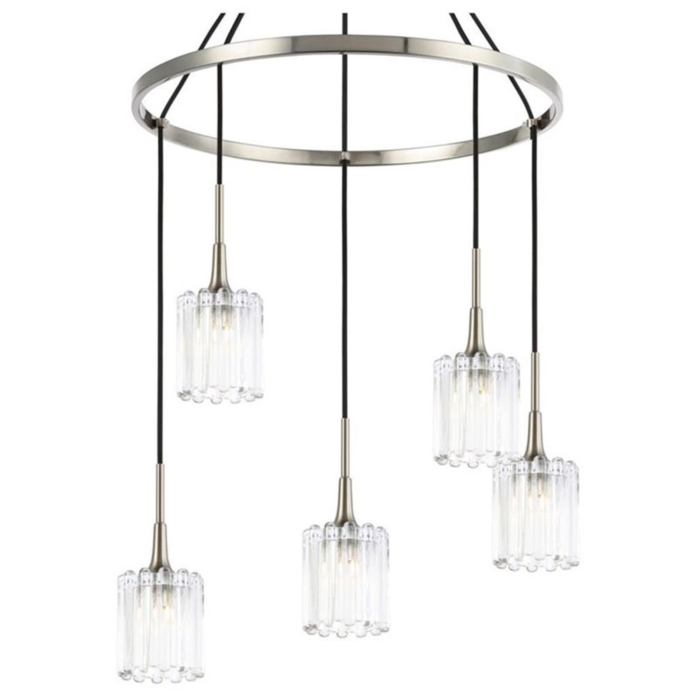 Woodbridge Lighting Regent Park 5Lt Glass Chandelier in Satin Nickel/Swizzle