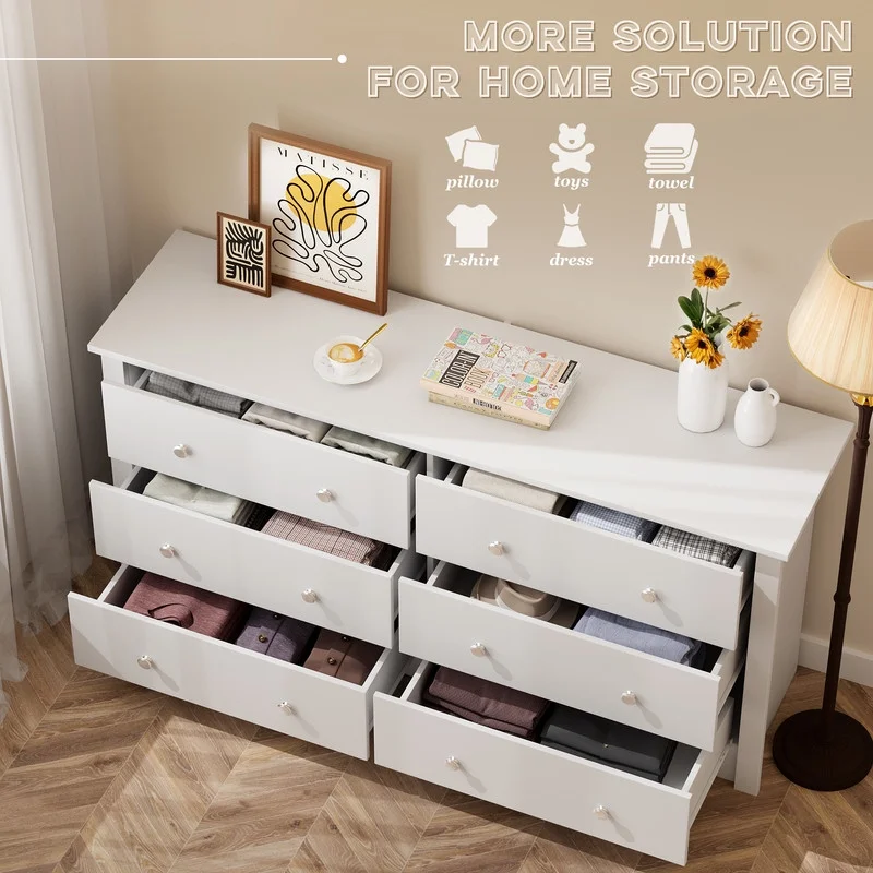 Lumihaven Rustic Modern Chest of 6 Drawers,Extra Wide Double Dresser for Master Bedroom or Nursery Storage,Black - Image 17