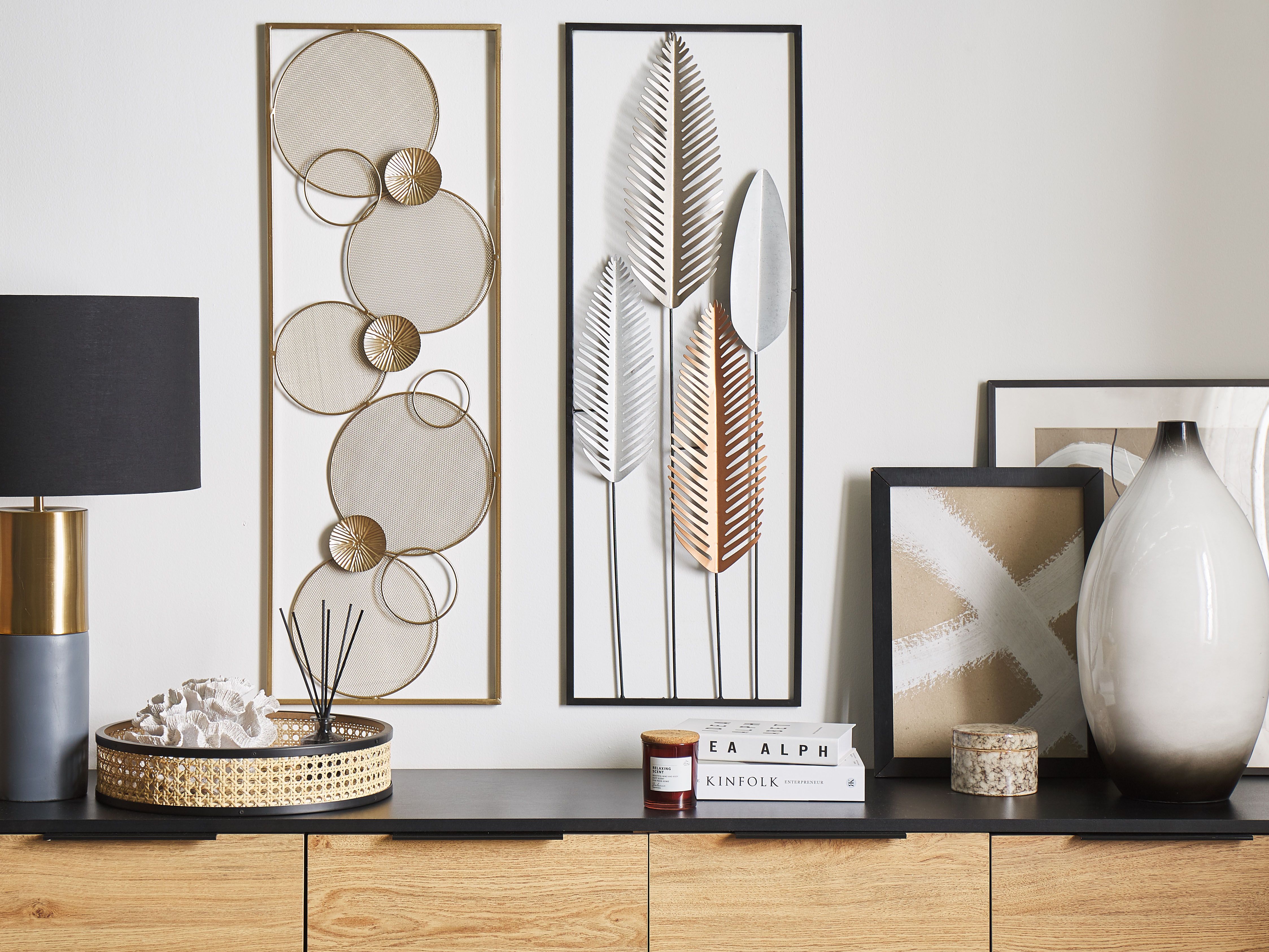 Wall Decor Leaf NIOBIUM Metal 90 cm Silver