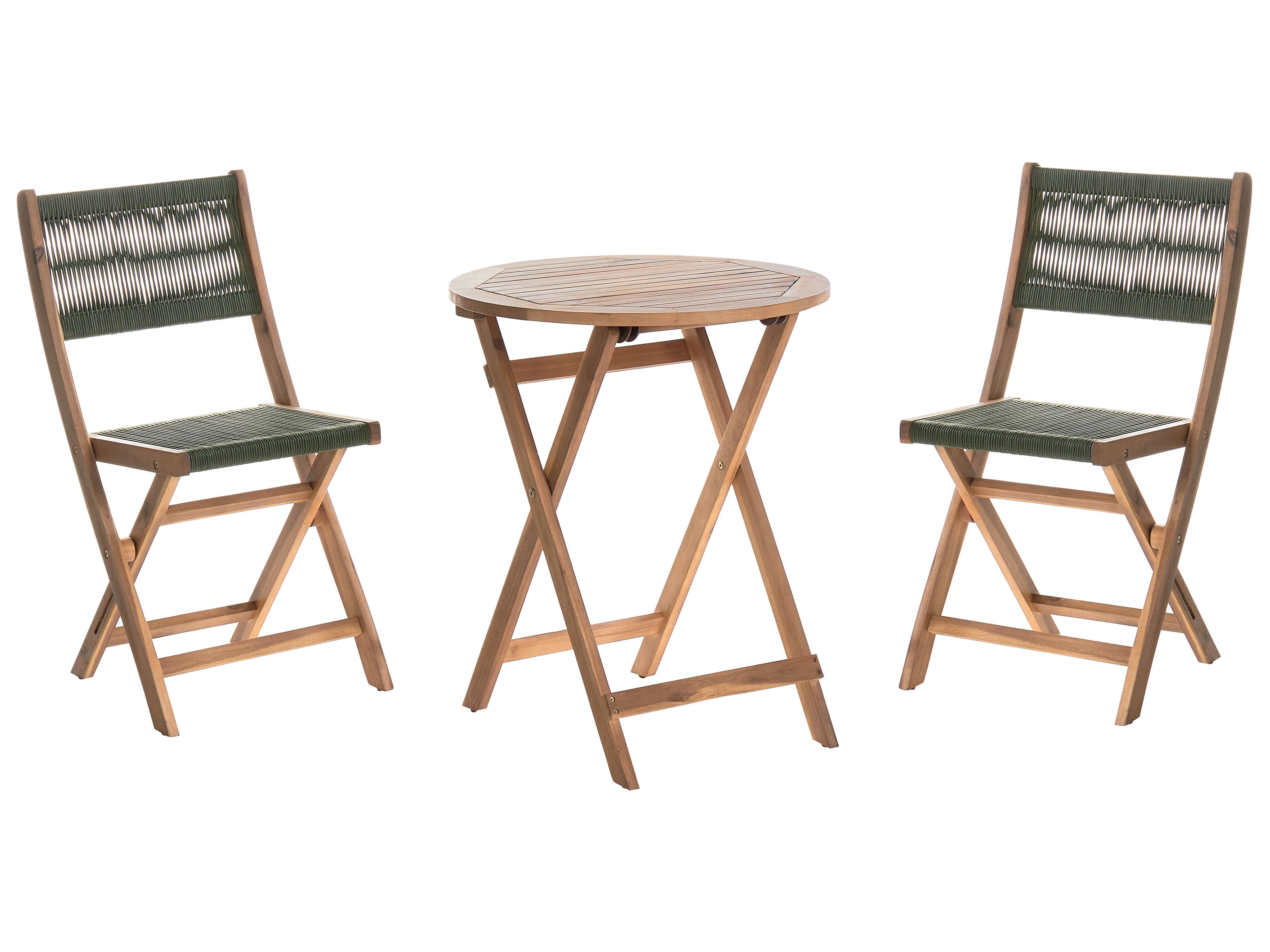 Bistro Set Folding PROSSEDI Acacia Wood Green