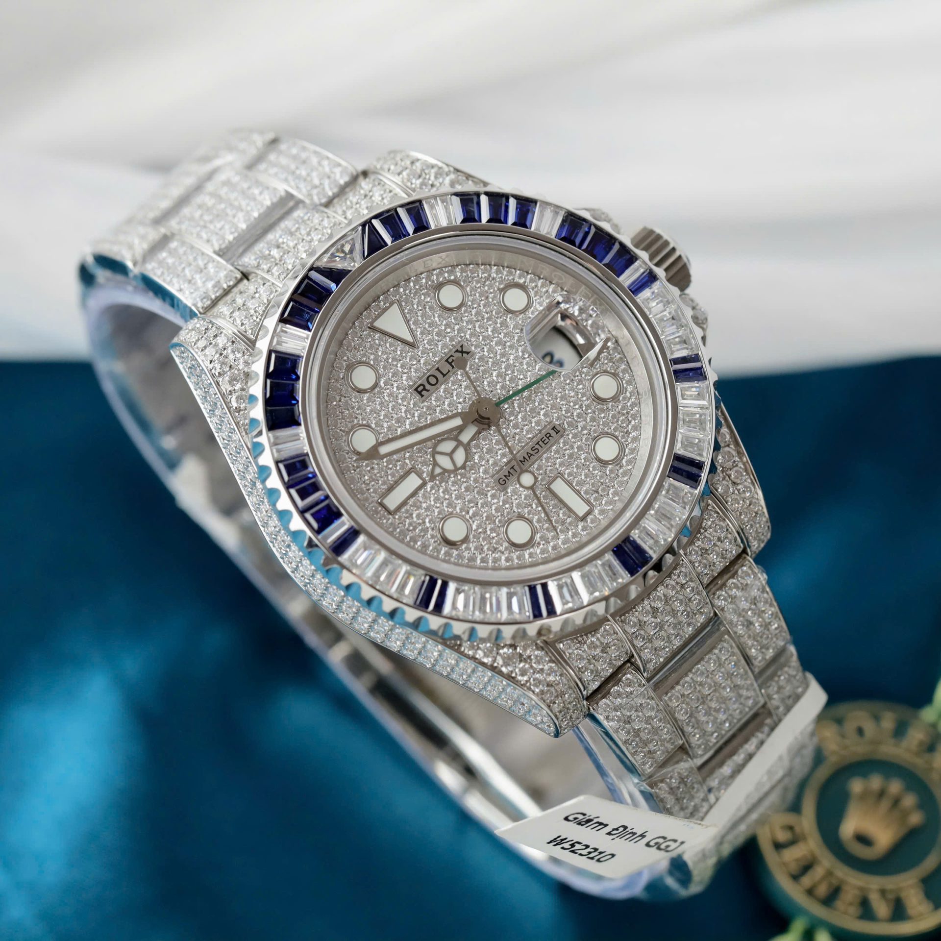 Rolex GMT-Master II Replica Watch Sapphire + Diamonds Moissanite 40mm - Elite Watch Atelier