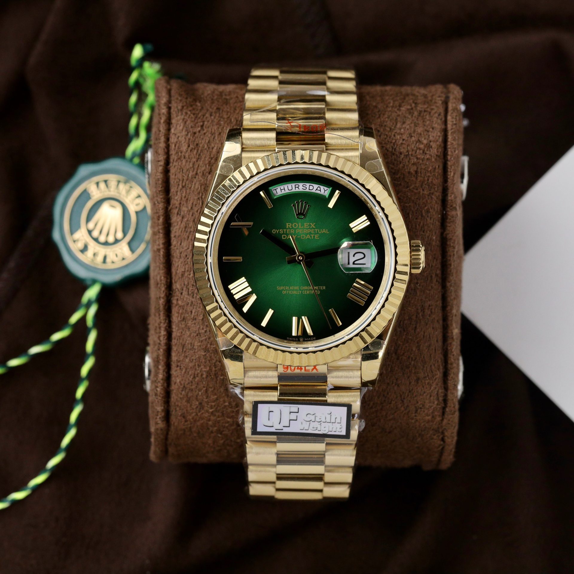 Rolex Replica Watch Day-Date 228238-0069 Green Ombre 185 Grams QF Factory 40mm - Elite Watch Atelier