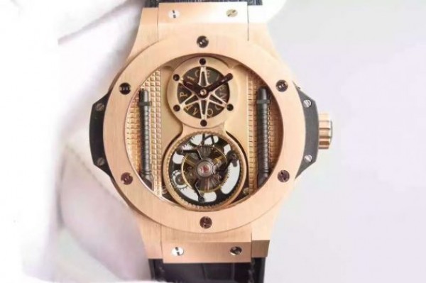 Replica Hublot Big Bang 44mm Vendome Real Tourbillon Rose Gold Black Gummy - Top club