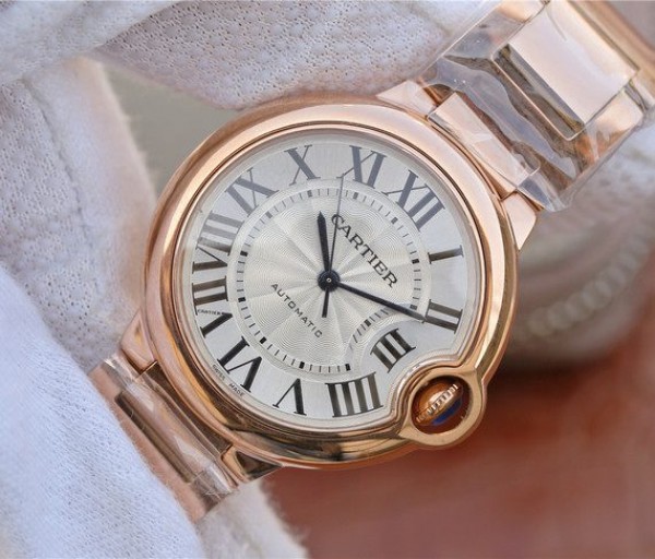 Replica Cartier Ballon Bleu 36mm RG White Textured Dial RG Bracelet - Elite Watch Atelier