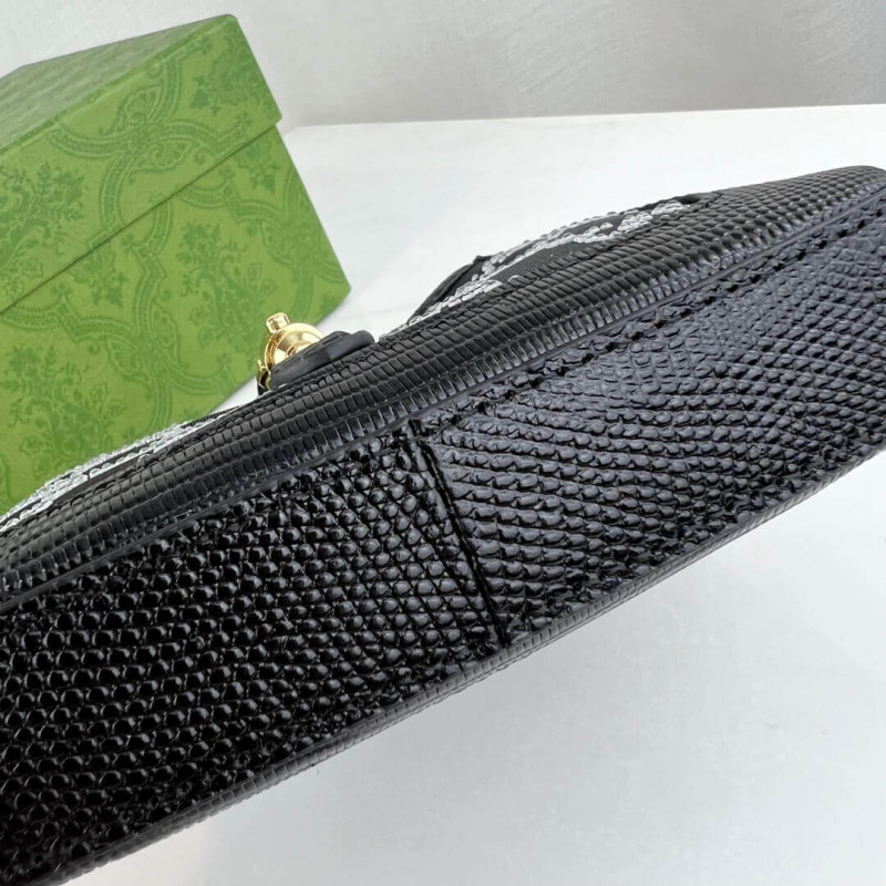 Replica Gucci Jackie 1961 Mini Crystal Gg Lizard Bag 677027 Black1:1High-quality replica