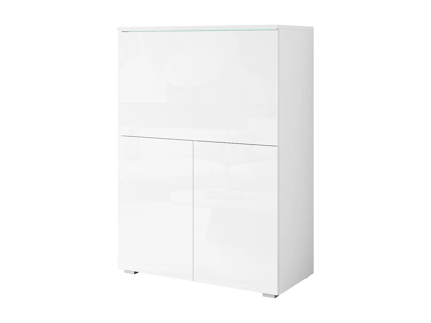 Secrétaire / bureau moderne avec éclairage LED blanc / blanc brillant