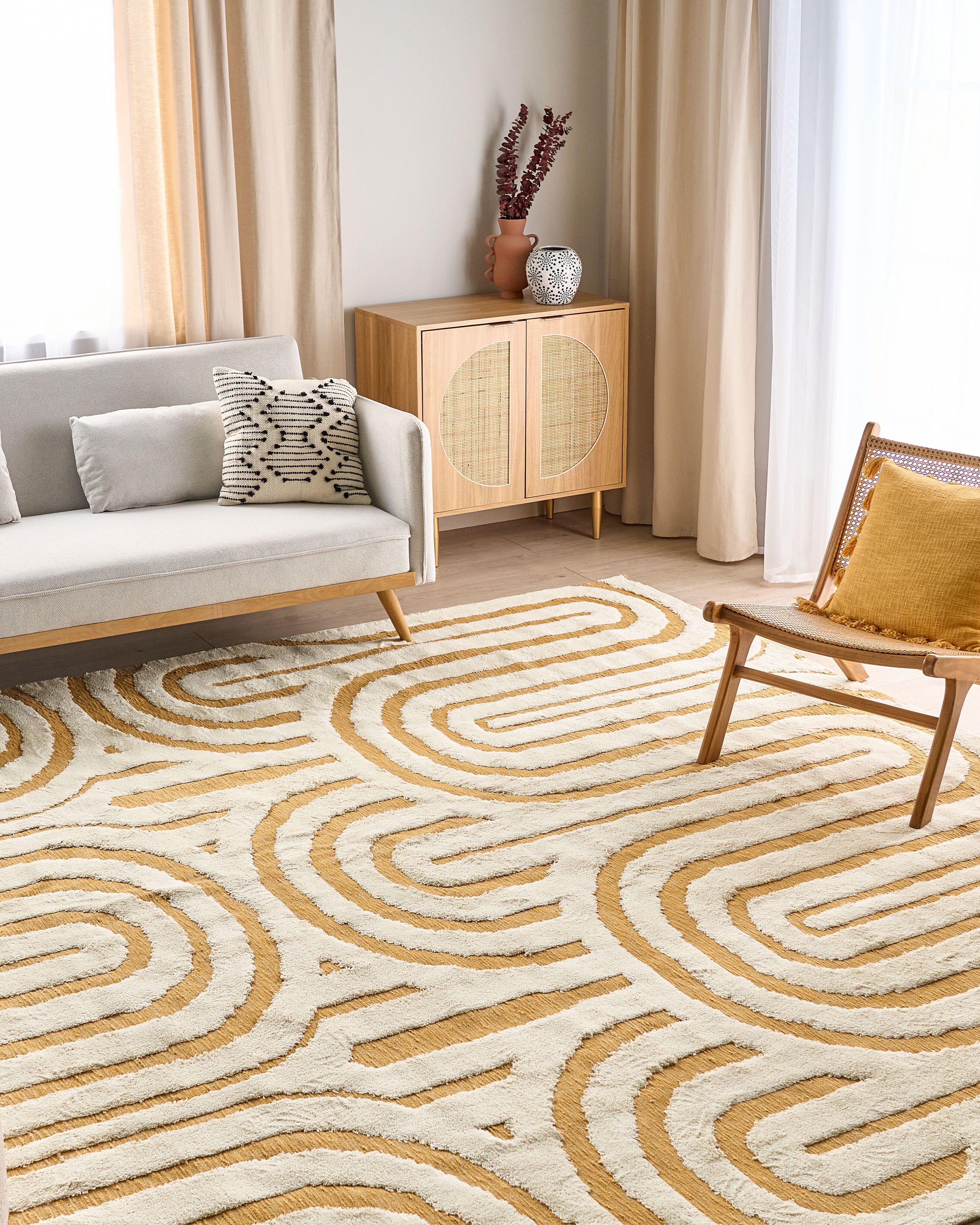 Rug PERAI Yellow 300 x 400 cm Cotton