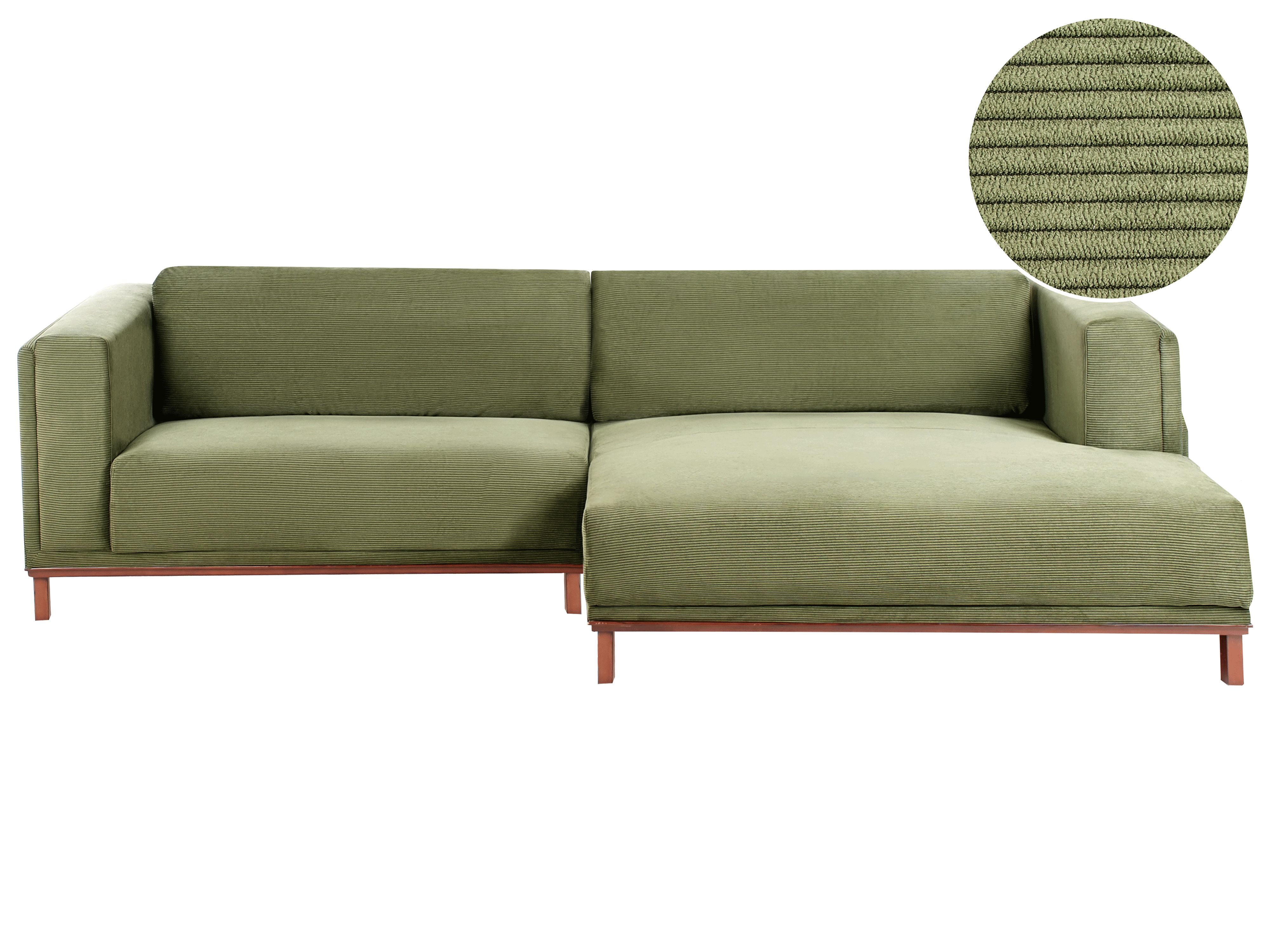 Corner Sofa 4 Seater VENG Corduroy Green Left Hand