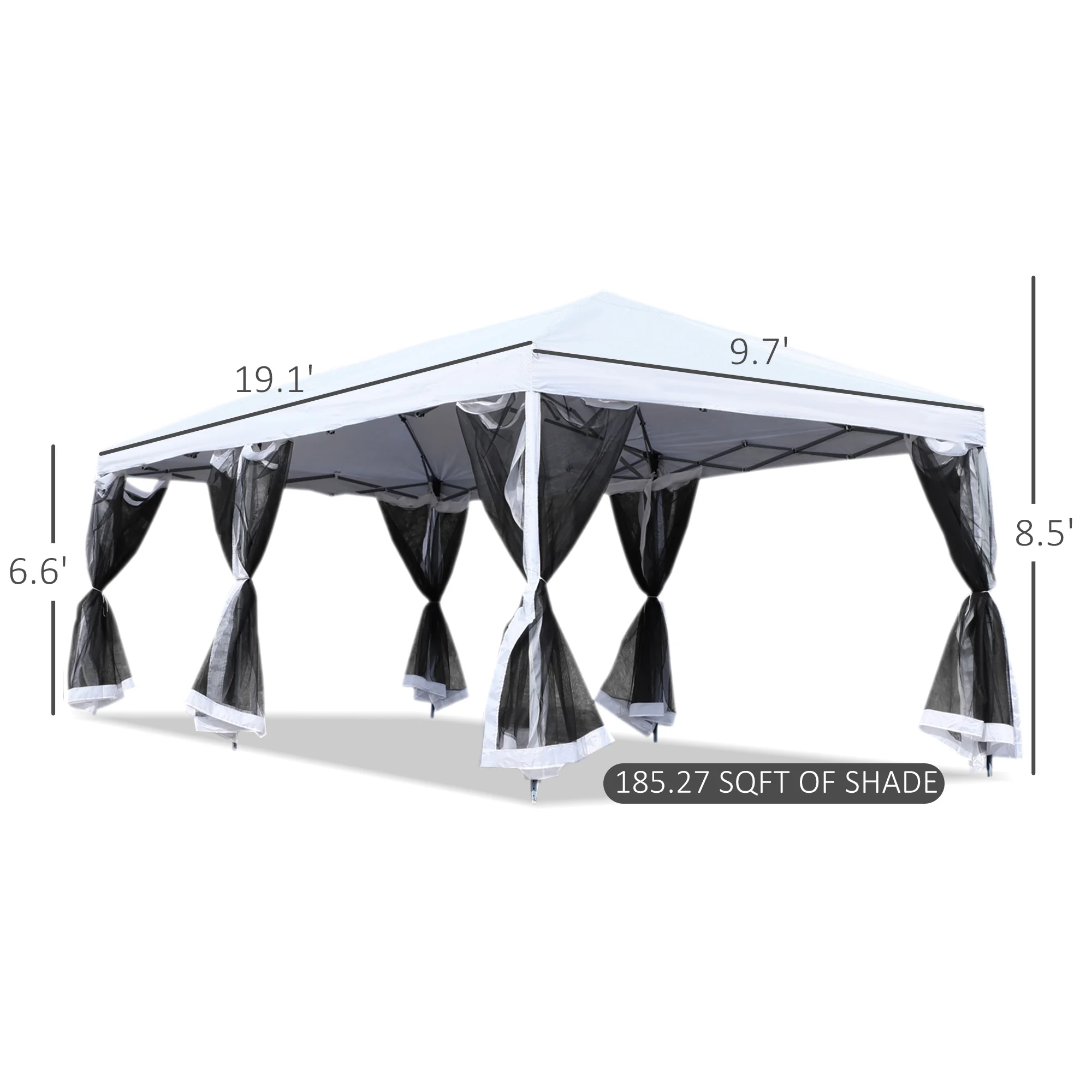 Outsunny 10' x 20' Pop Up Canopy Tent with Netting, Heavy Duty Large Party Tent, Instant Sun Shelter with Carry Bag for Backyard Garden Patio, Beige - Image 18