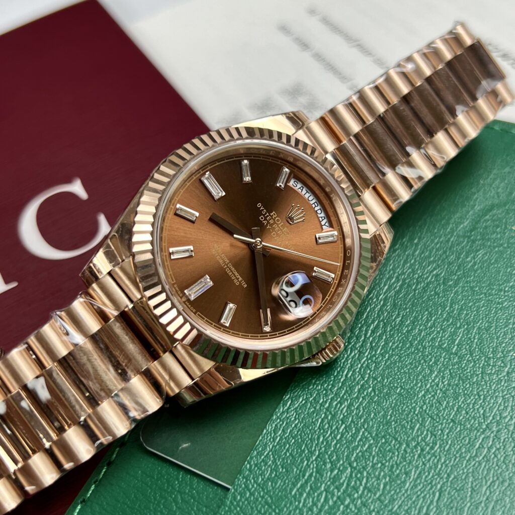 Rolex Replica 11 Watch Day-Date Chocolate Dial Diamond Numbers EW 40mm - Top club