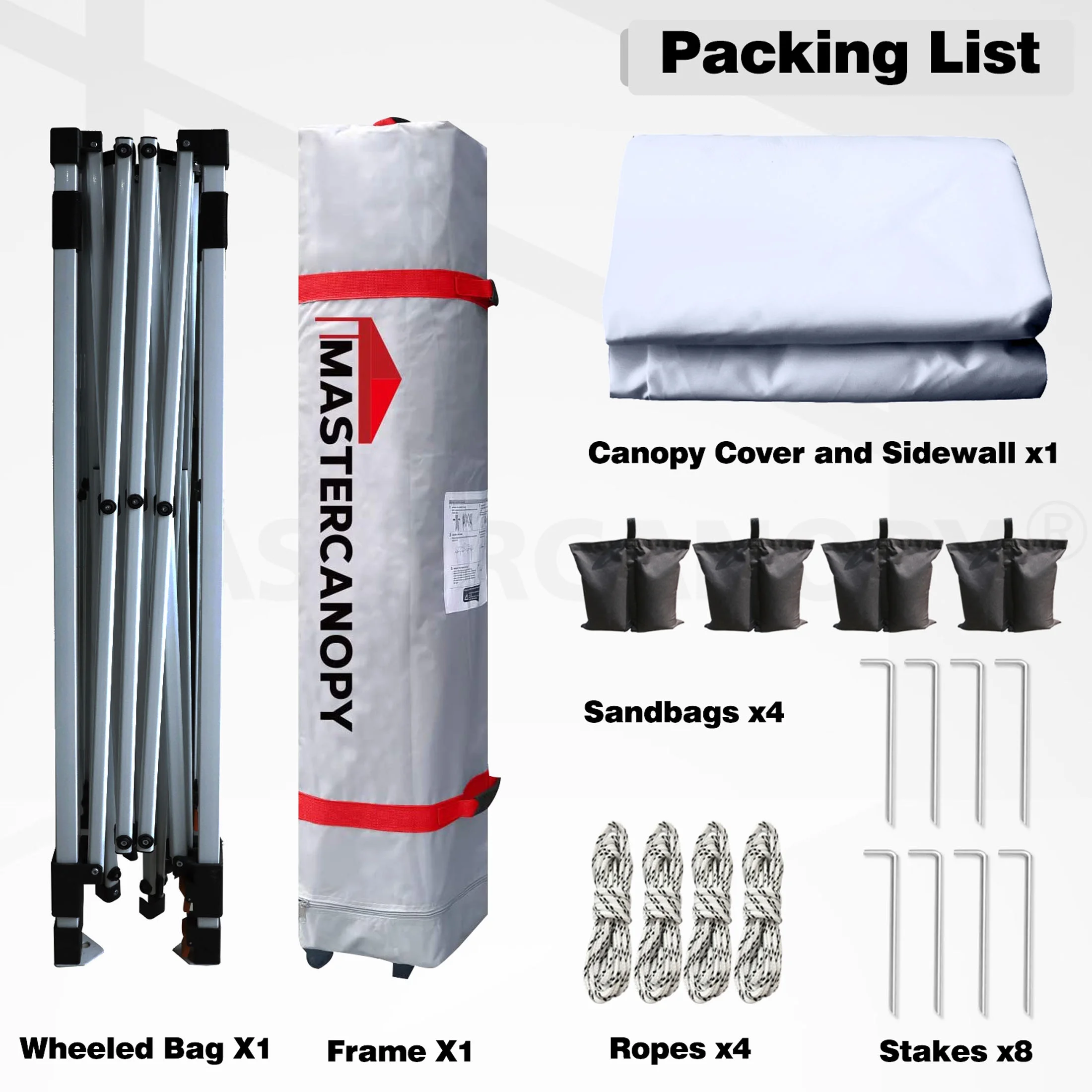 MASTERCANOPY 10' x 10' Easy Pop-up Canopy Tent Outdoor Shade Shelter with 1 Sidewall, White - Image 9