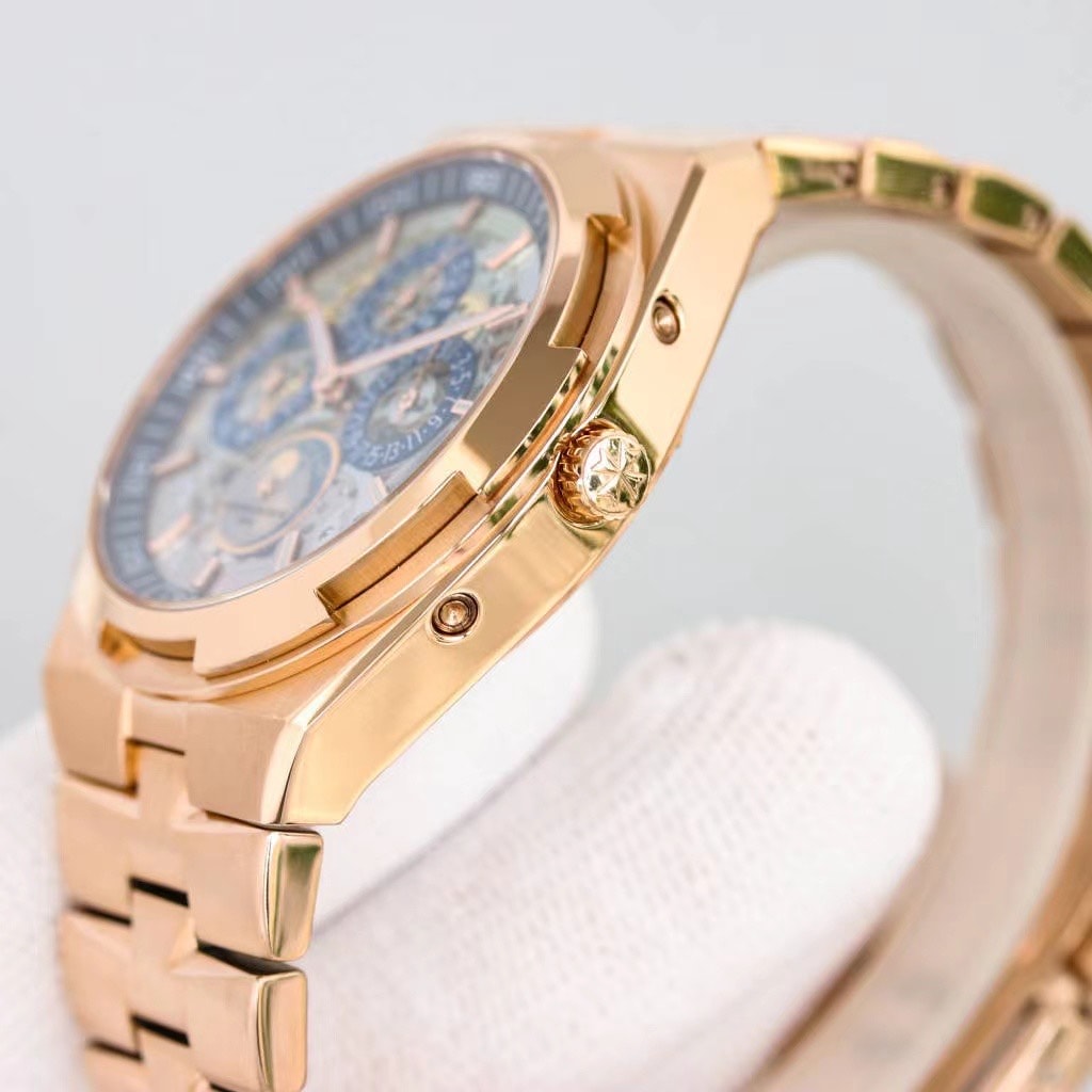 Fake Vacheron Constantin Replica Watch Overseas perpetual calendar ultra-thin skeleton Boutique Exclusive 41.5 MM PINK GOLD 4300V/220R-B547(1:1 replica) - Top club