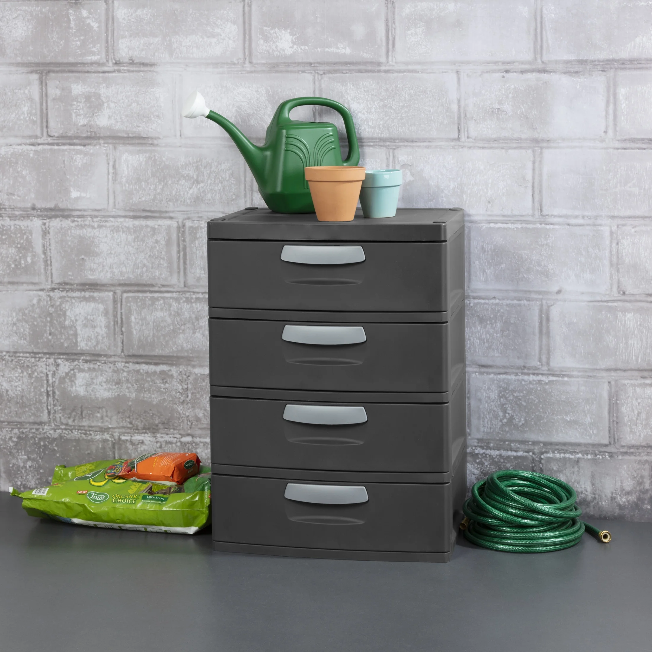 Sterilite 4 Drawer Unit, Durable Plastic Storage Solution for Garages and Basements, Dark Gray - Image 4