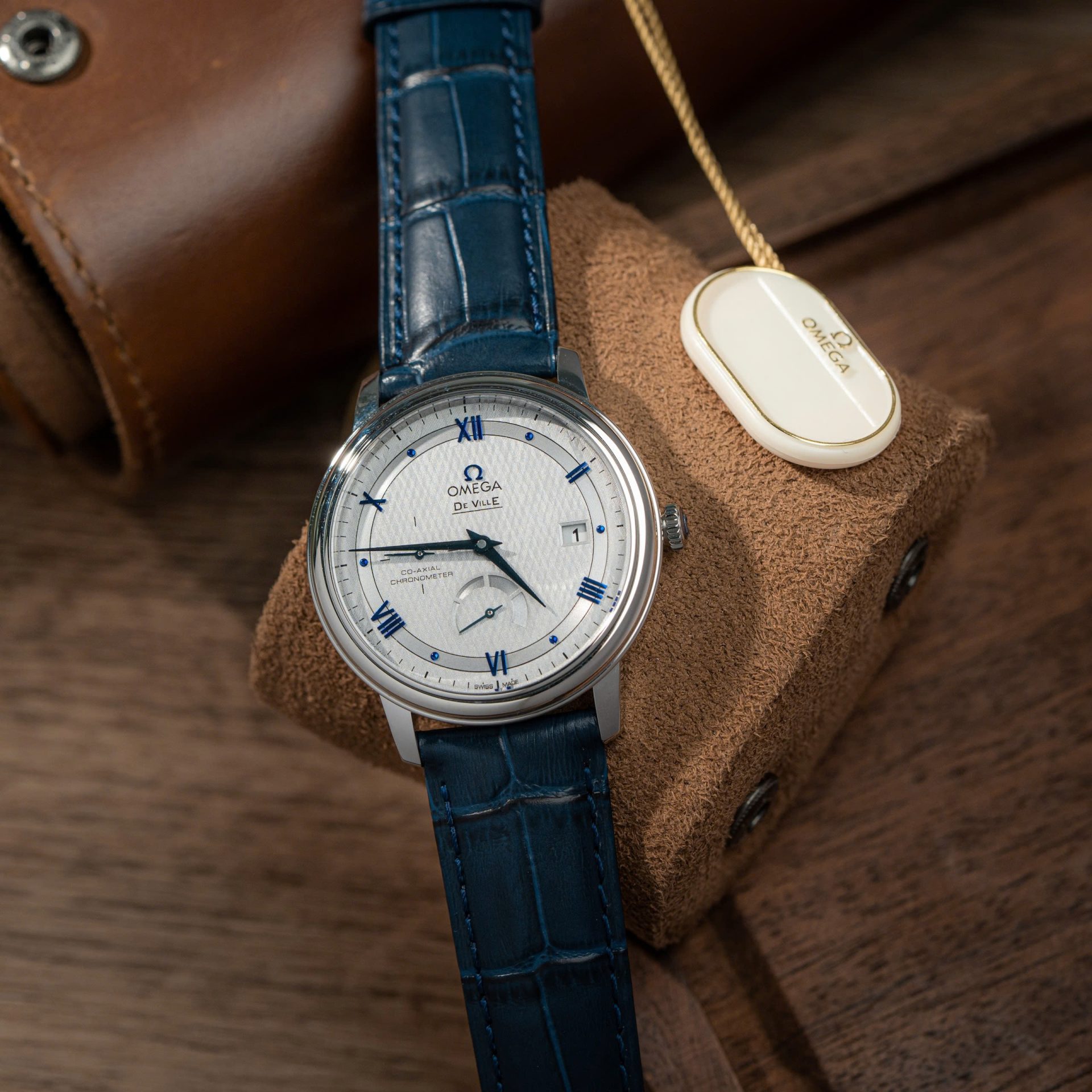 Omega De Ville Prestige Power Reserve Replica 11 Watch Blue Leather Strap 39.5mm - Top club