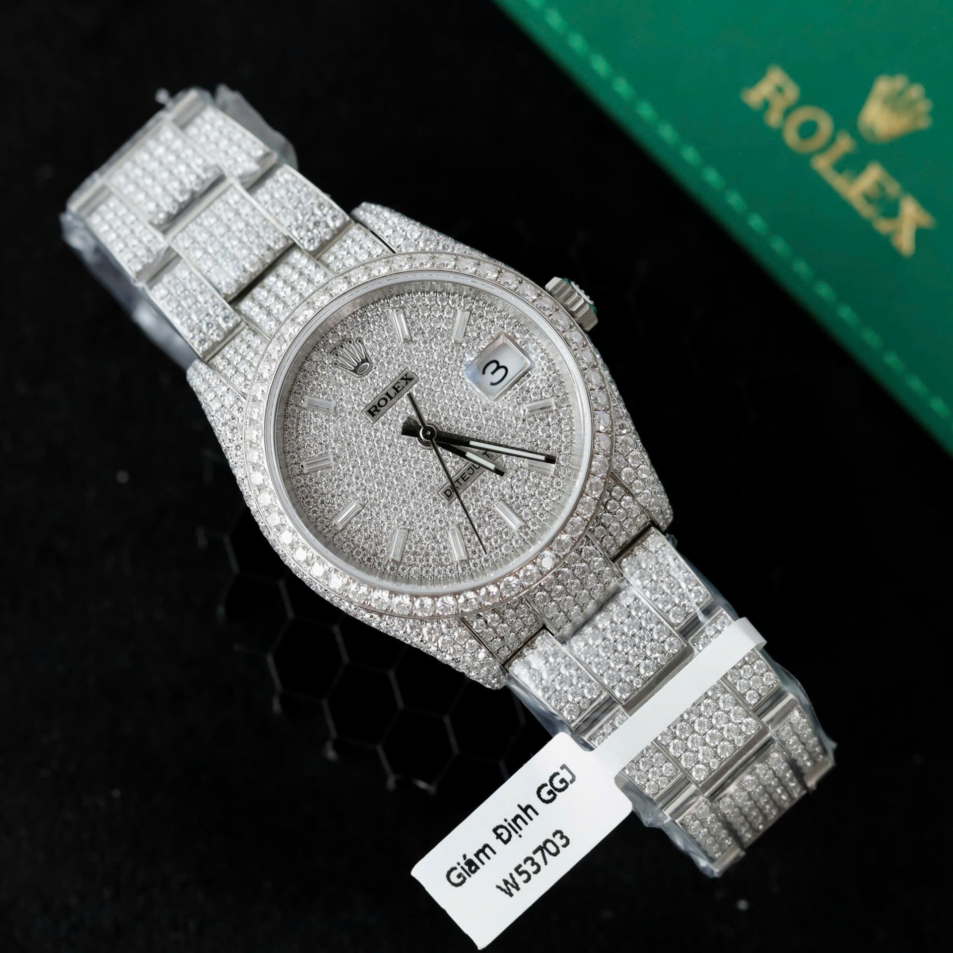 Rolex DateJust Replica Watch Diamonds Moissanite Hong Kong Custom 36mm - Elite Watch Atelier