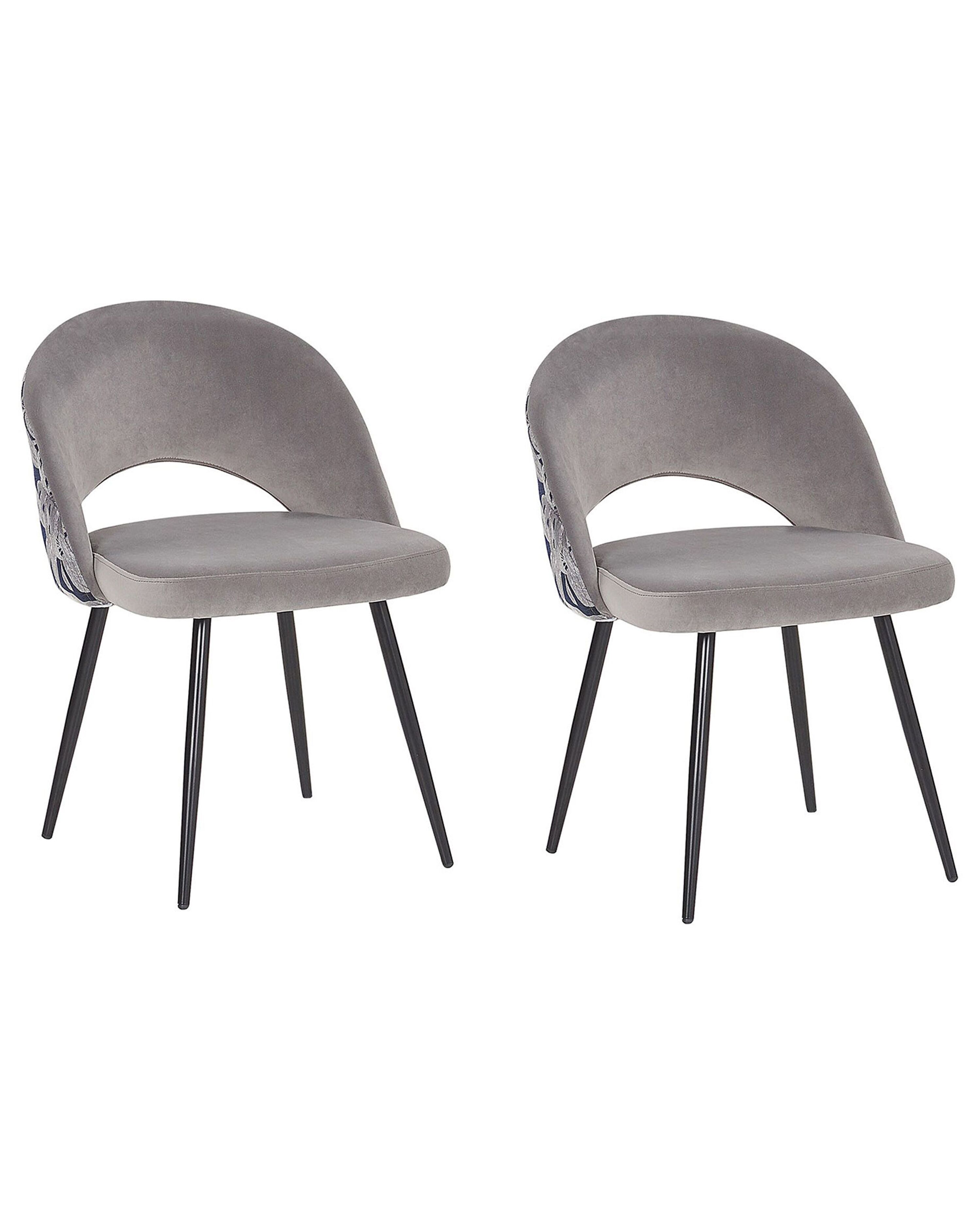 Set of 2 Dining Chairs VIVIAN Velvet Grey