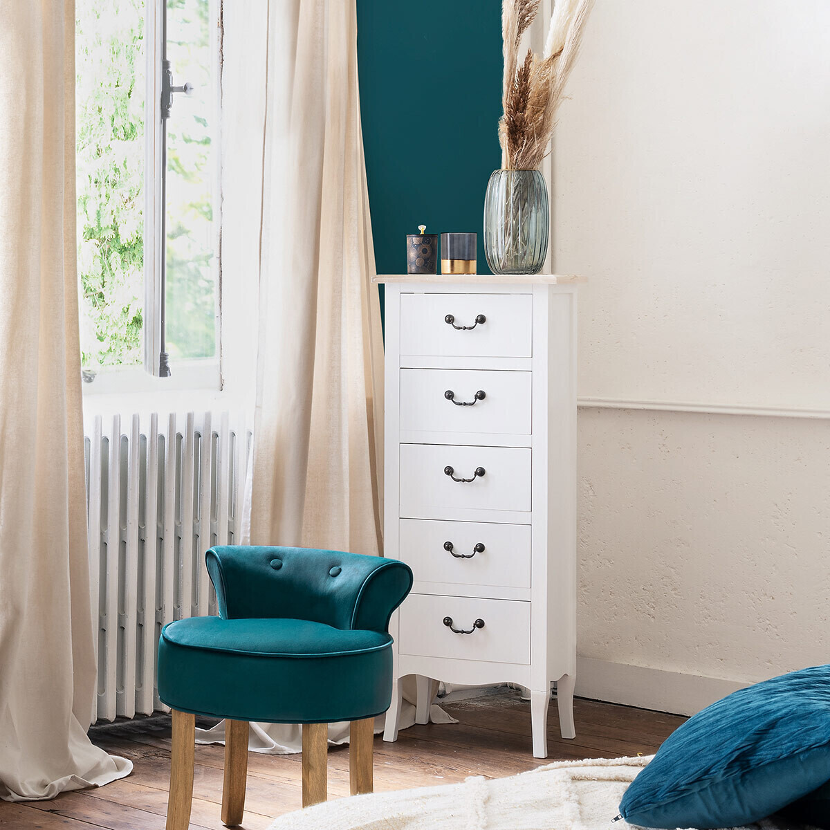 Chest of drawers "Chrysa" White, 5 drawers