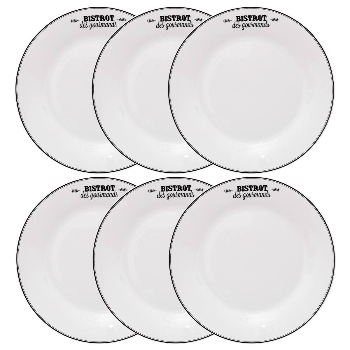 Set of 6 "Bistrot" dessert plates D.20.2 cm, White