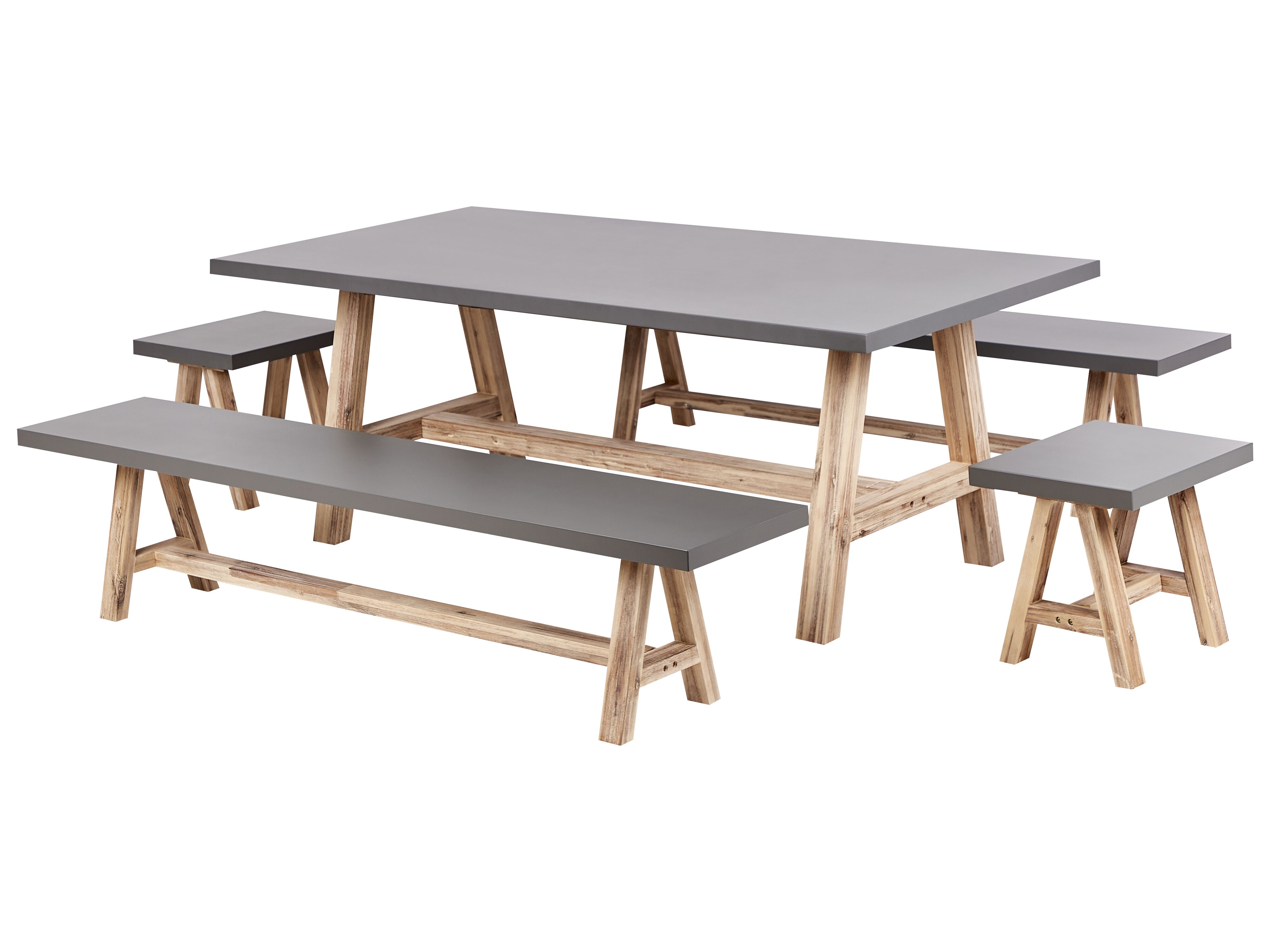 Garden Dining Set with Benches 8 Seater TONNARE Concrete Grey
