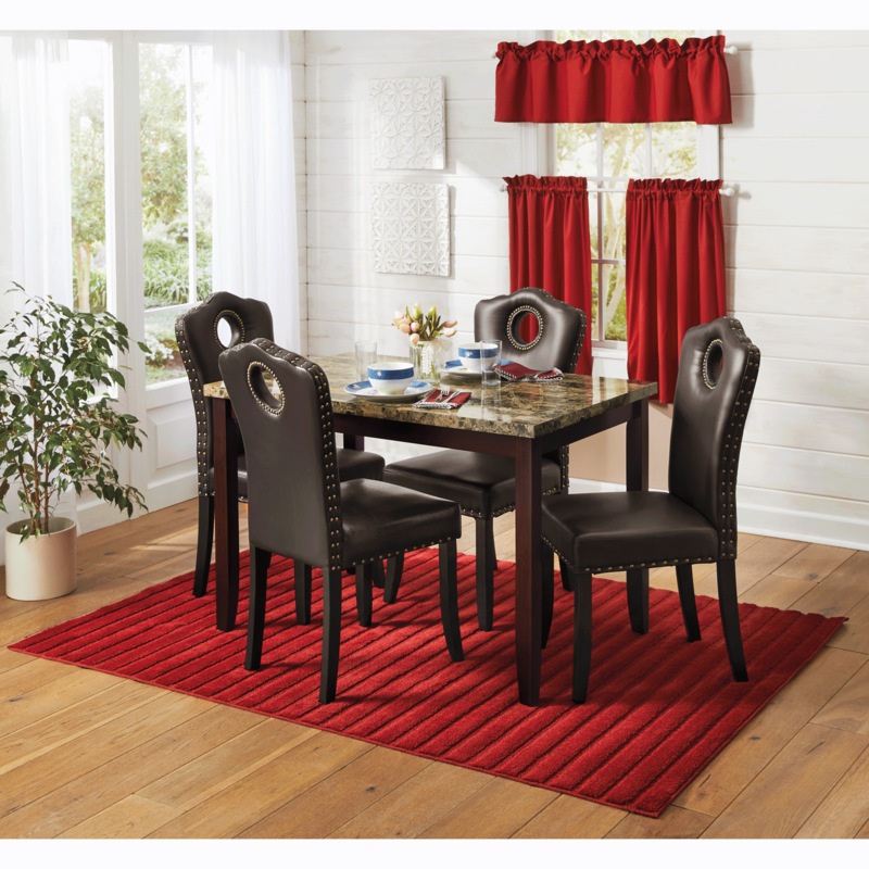 Marble-Look Dining Table and Nailhead Chairs - MIDNIGHT VELVET CATALOG