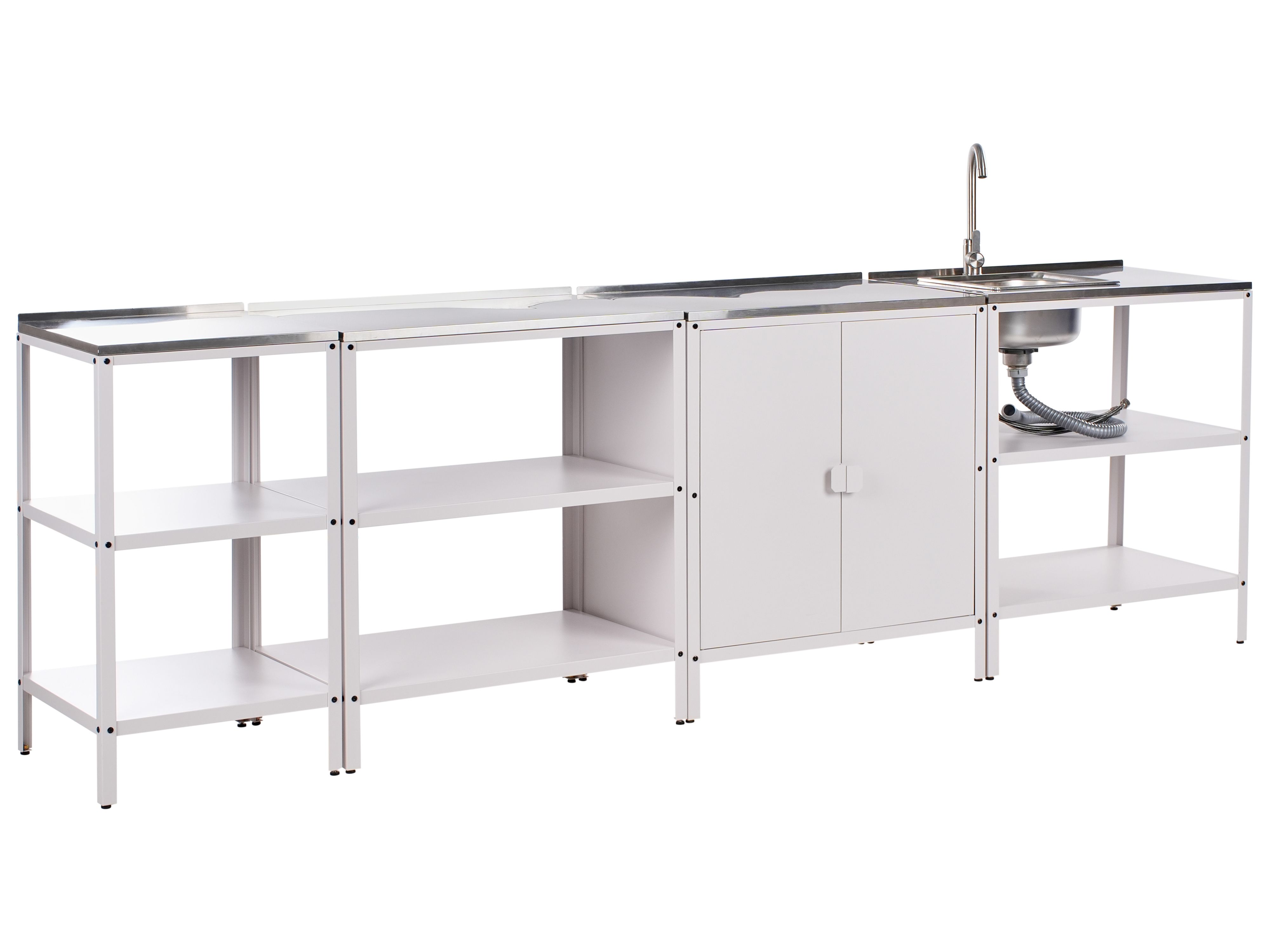 4 Piece Outdoor Kitchen Set with Sink VILAMA Metal White