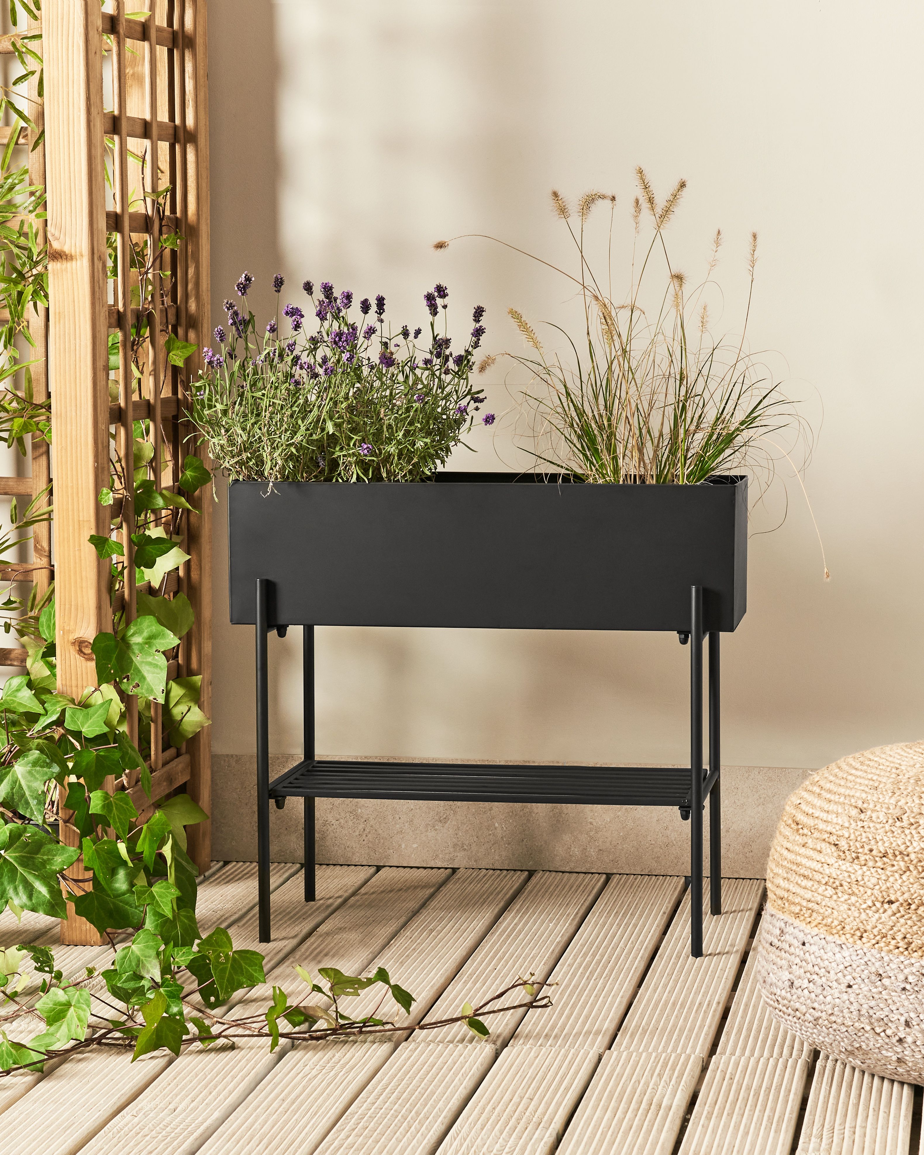 Elevated Plant Pot VINCA Metal 70 cm Black