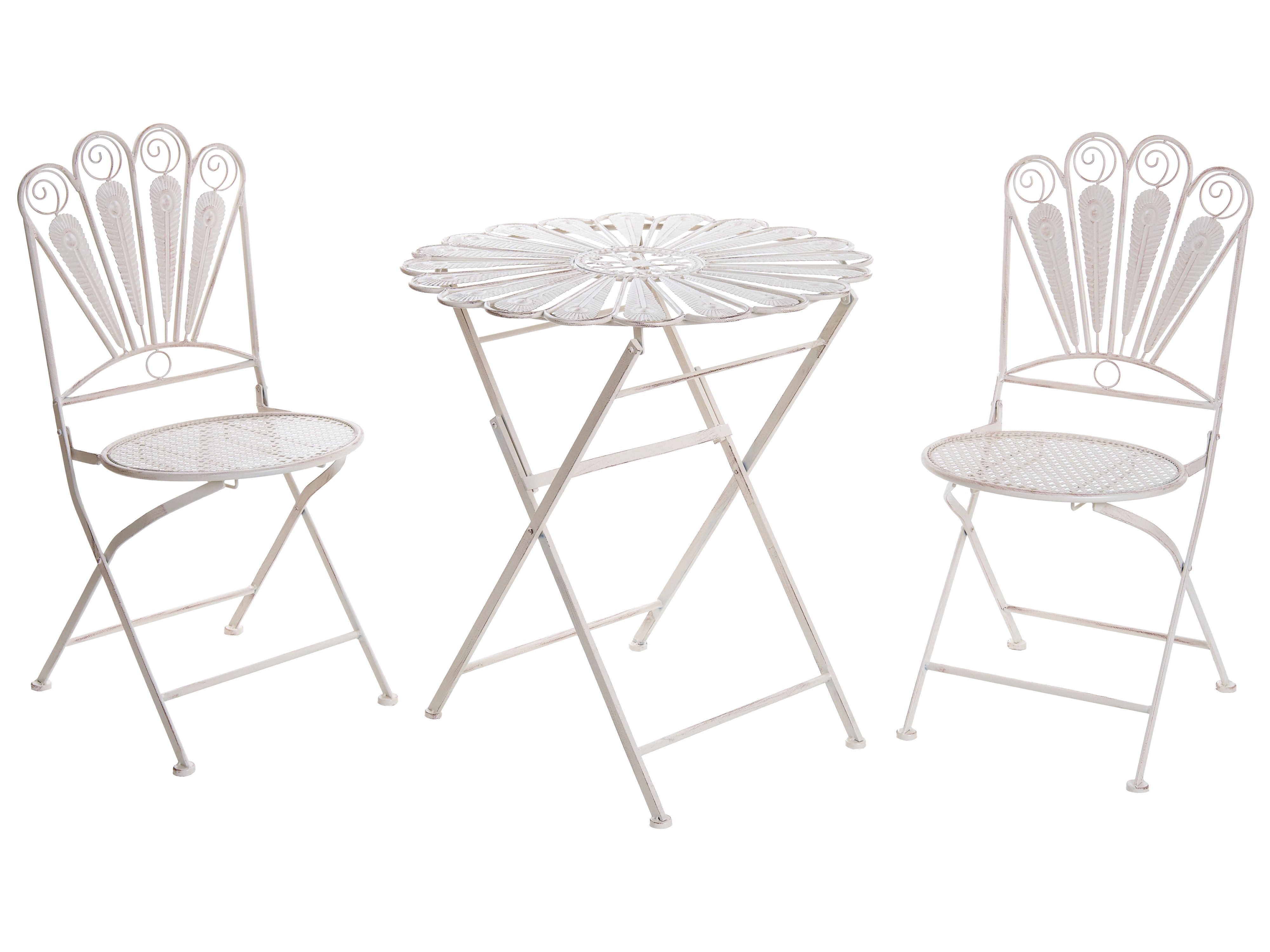 Bistro Set Folding PAVIA Metal Off-White