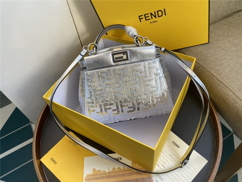 Fendi peekaboo mini silver Shoulder Bag - Replicaclubs