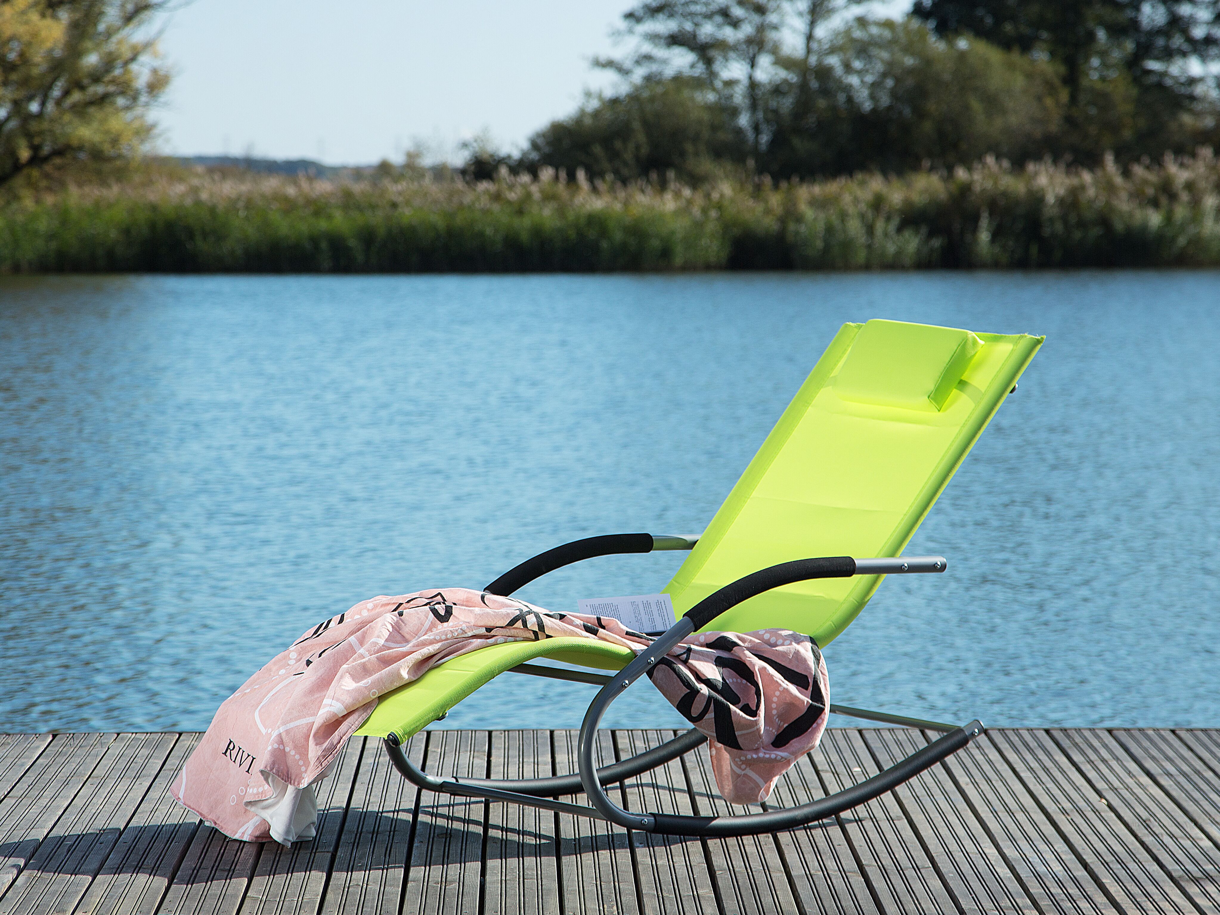 Rocking Sun Lounger CARANO Metal Lime Green