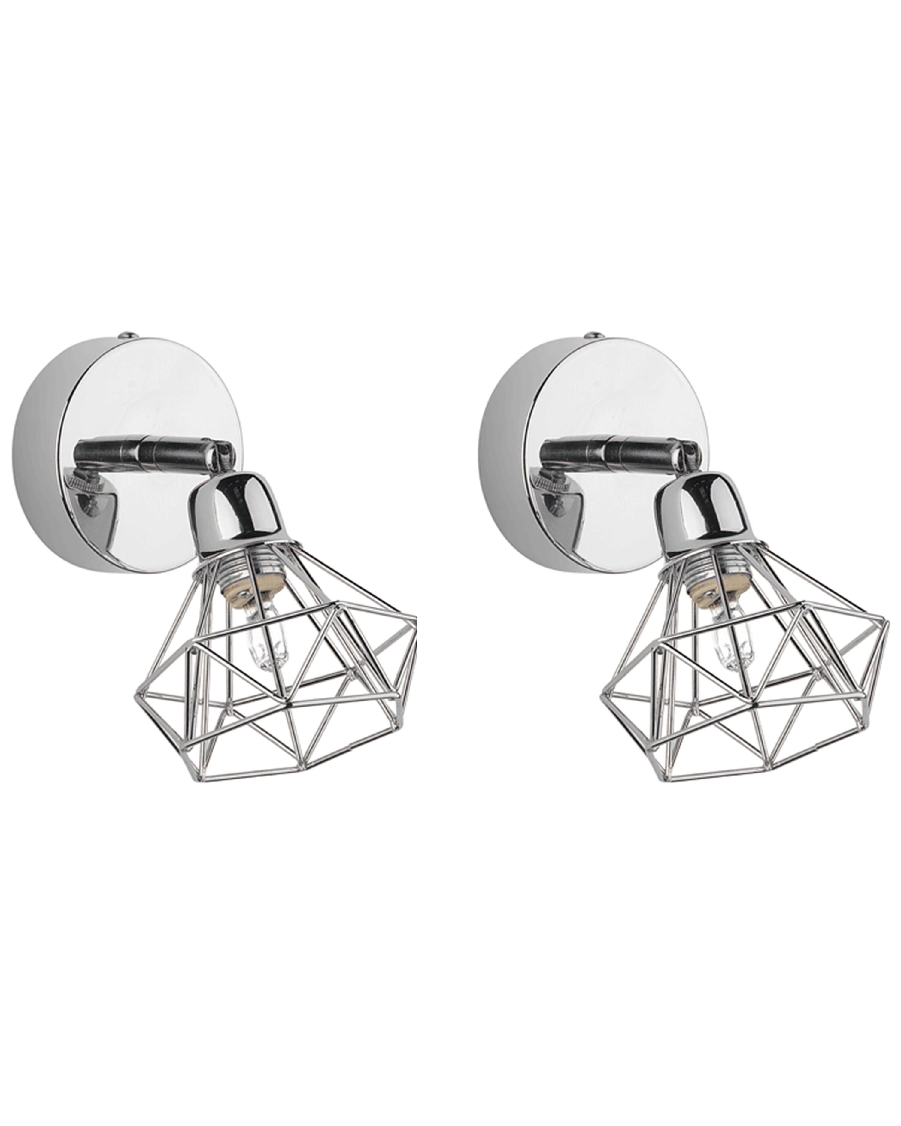 Set of 2 Spotlight Lamps ERMA Adjustable Metal Silver