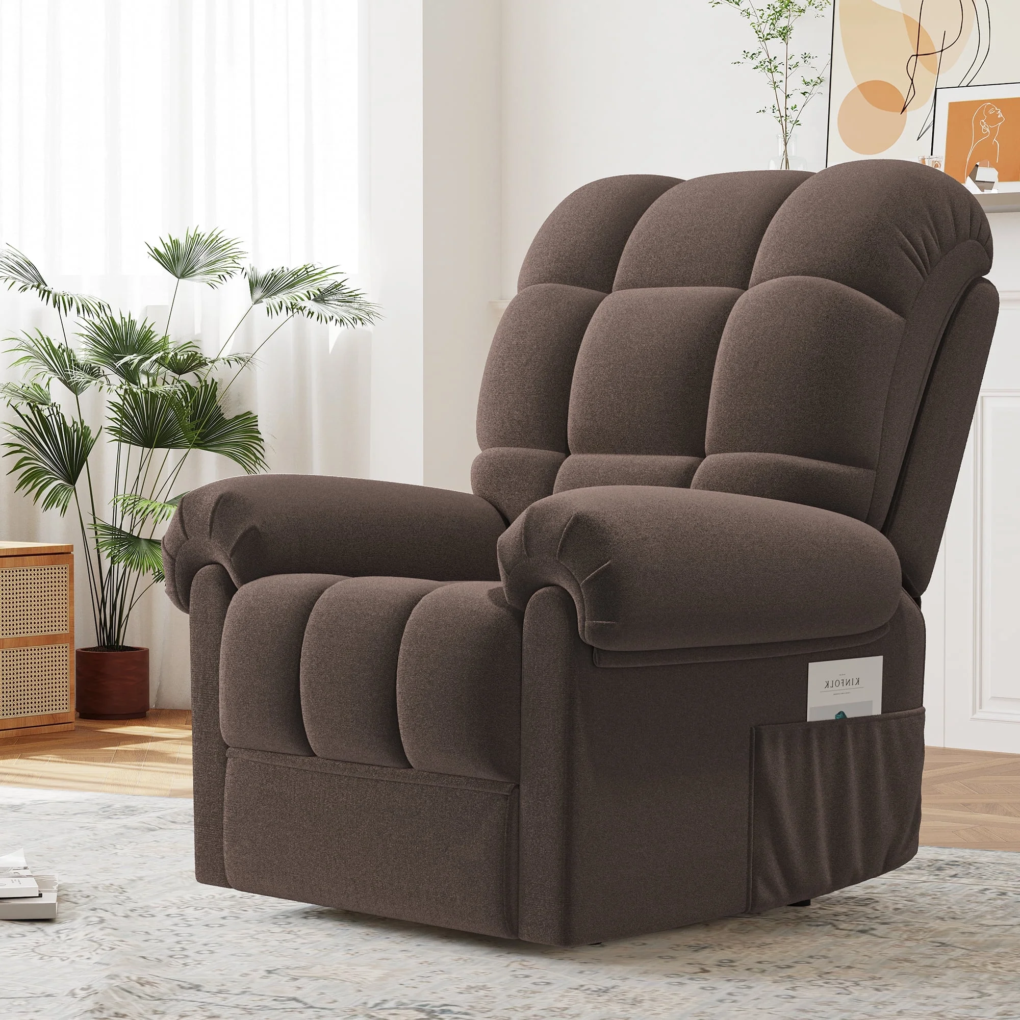 Power Recliner Chair,Electric Recline Sofa Chair for Adults with USB Port,Comfy Teddy Fleece Adjustable Cloud Sofa,Tool-Free Setup,Beige White - Image 28