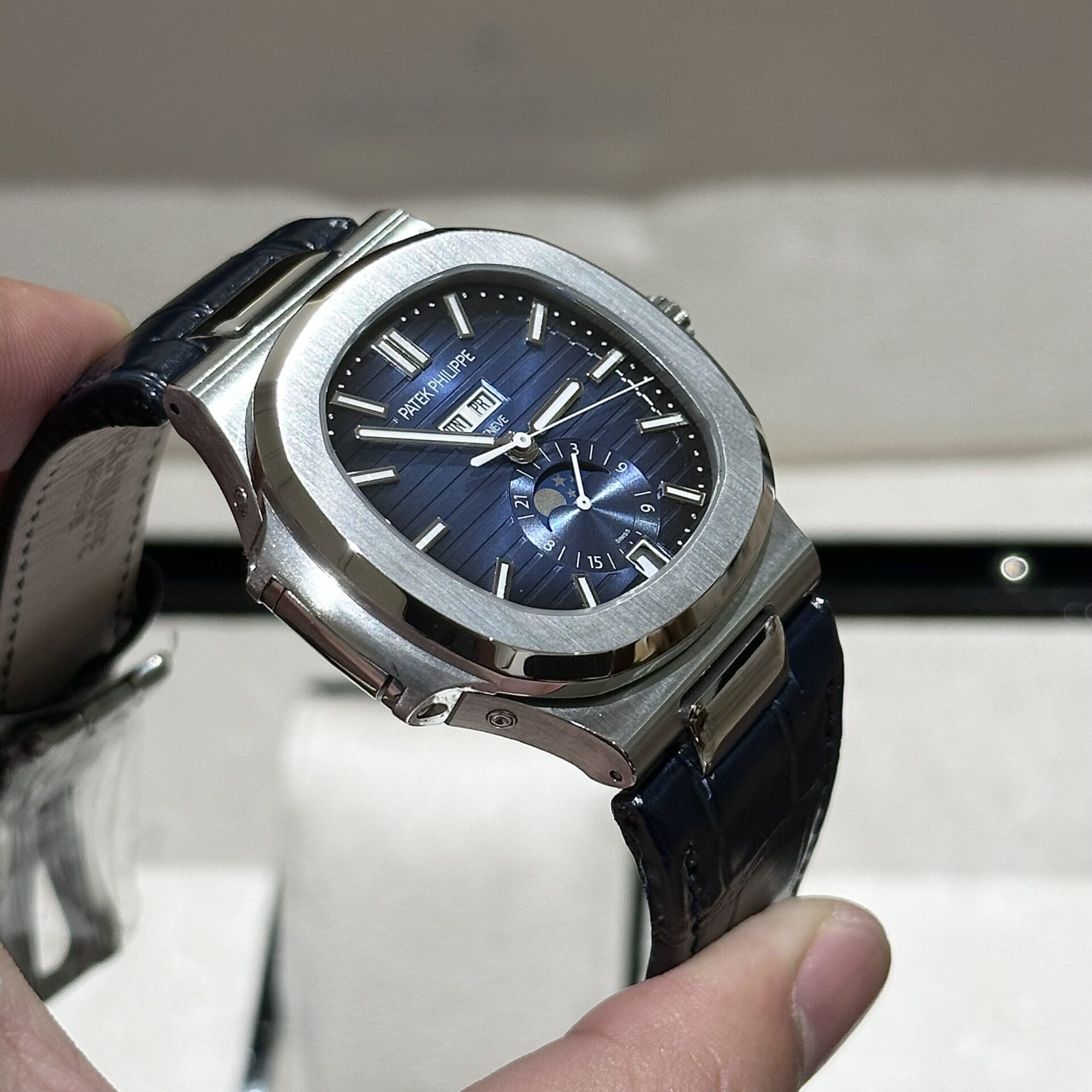 Patek Philippe 5726 Replica 1:1 Watch Blue Dial Leather Strap PPF 40.5mm - Top club