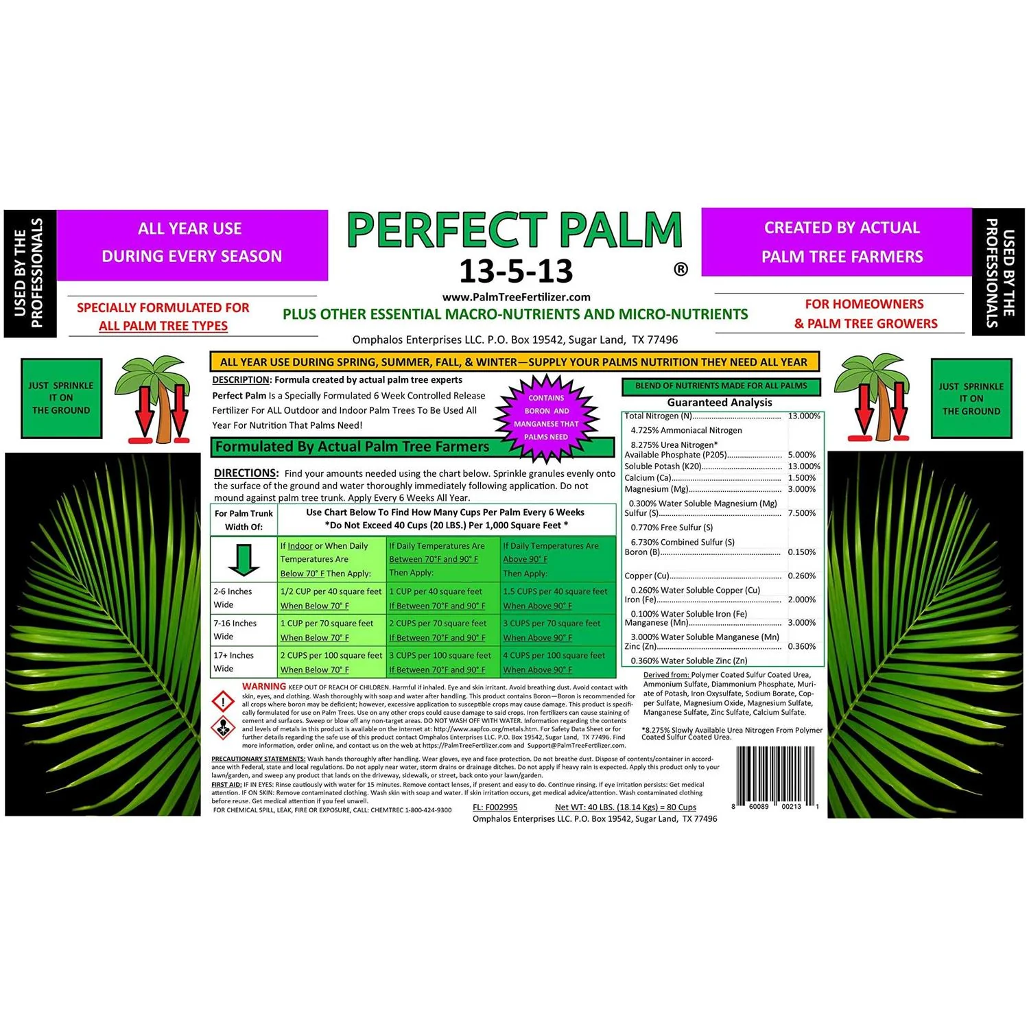 Perfect Palm Palm Tree Fertilizer Bulk Refill Bag, 40 lb - Image 4 Perfect Palm Palm Tree Fertilizer Bulk Refill Bag, 40 lb - Image 4