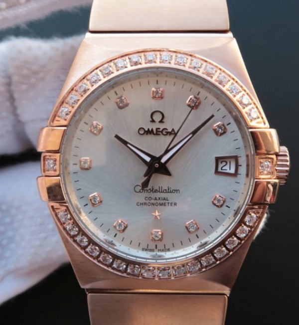Replica Omega V6 Constellation RG White Dial Diamonds Bezel RG Bracelet A2500 - Top club