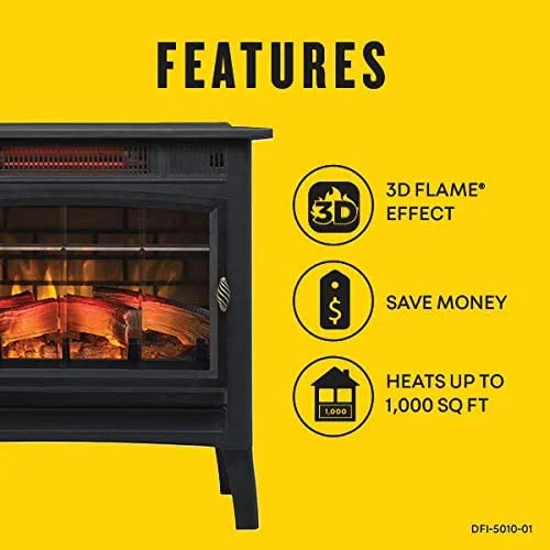 Duraflame 3D Black Infrared Electric Fireplace Stove with Remote Control - DFI-5010-01 - Image 14