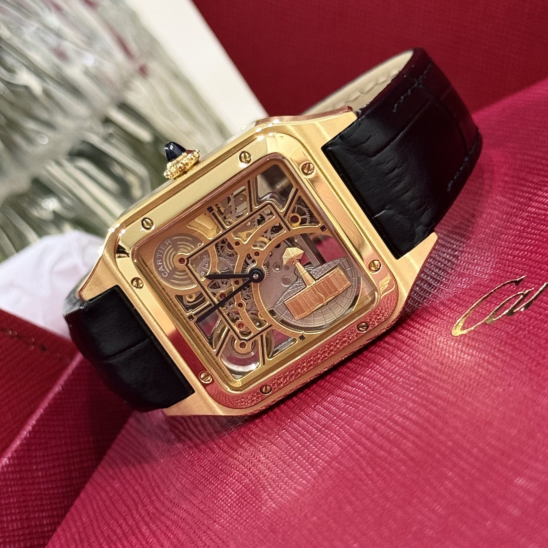Cartier Replica Watch Santos WHSA0031 Quartz Leather Strap 31x43mm - Elite Watch Atelier