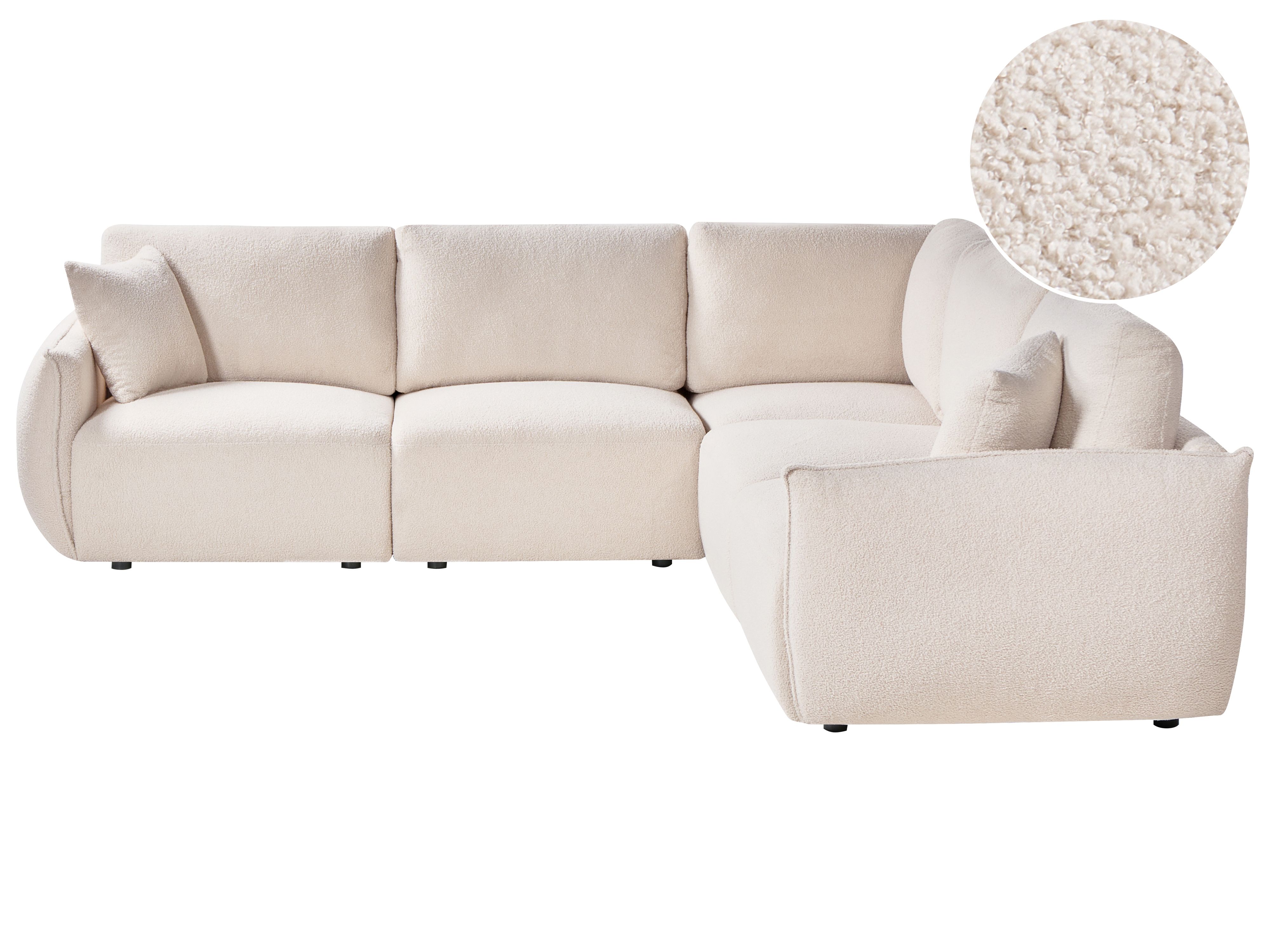 Modular Corner Sofa 5 Seater MESNALI Boucle Off-White Left Hand